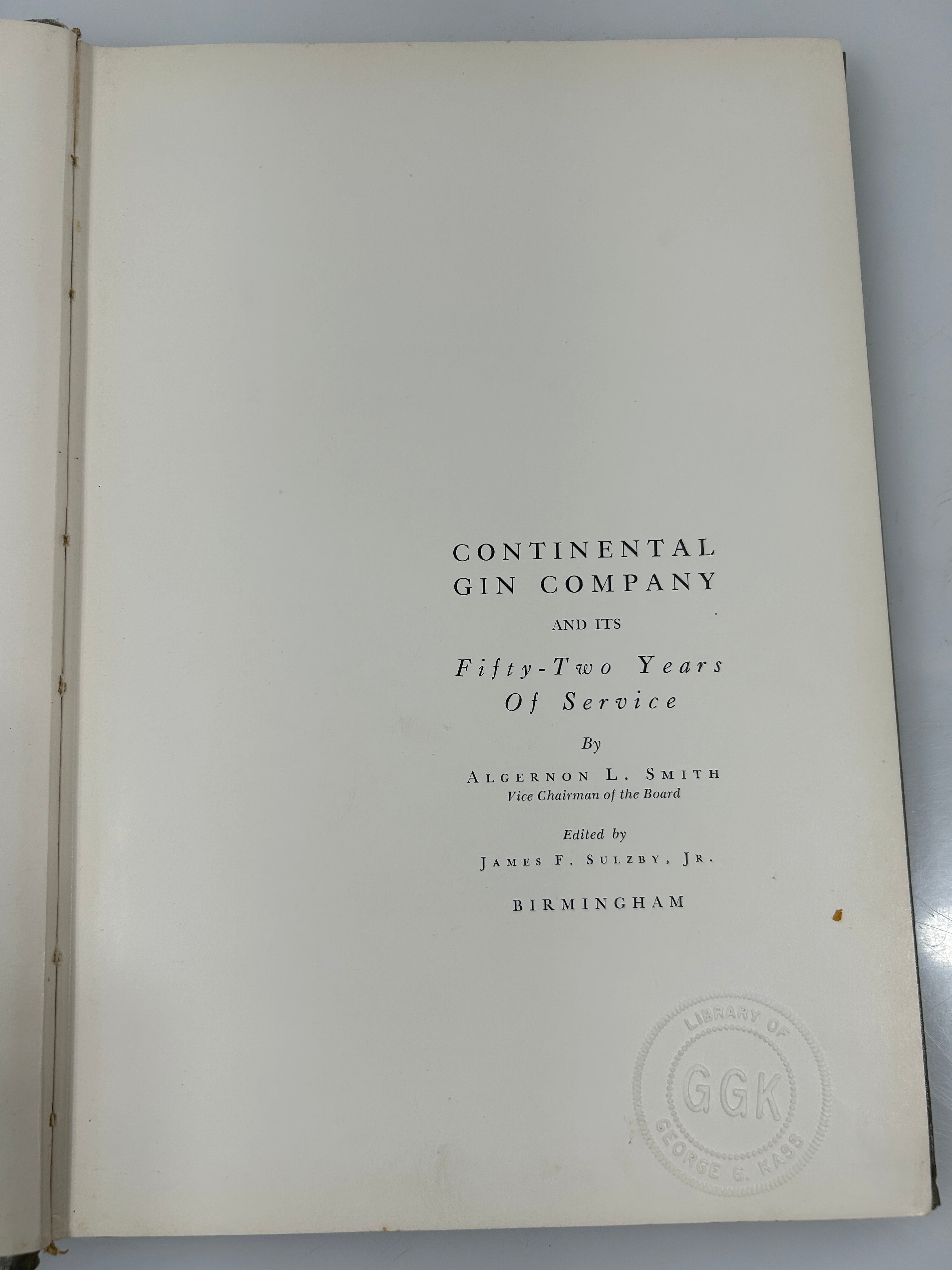 Story of the Continental Gin Company 1900-1952 Ex-Library HC