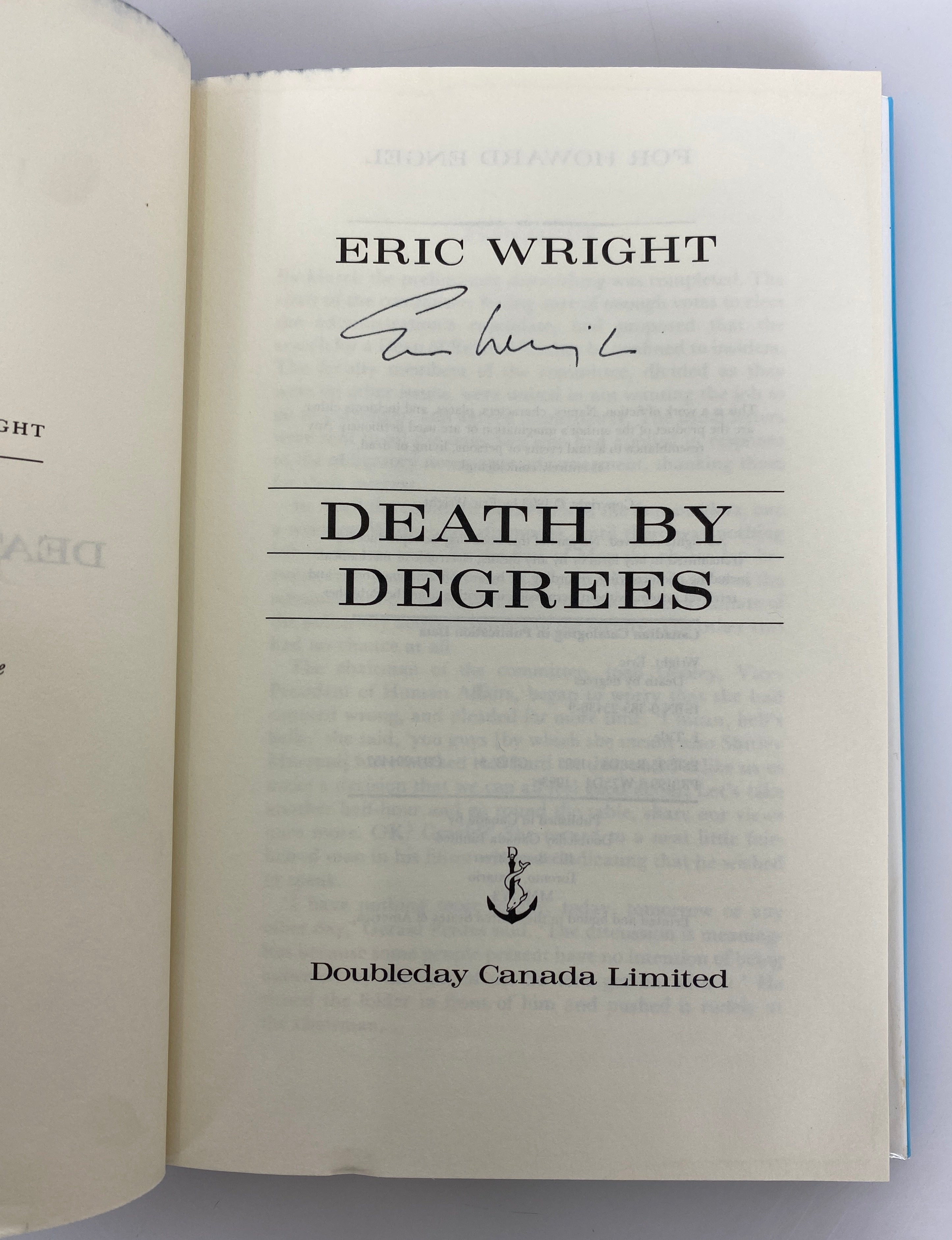 Death by Degrees by Eric Wright 1993 Signed HC DJ