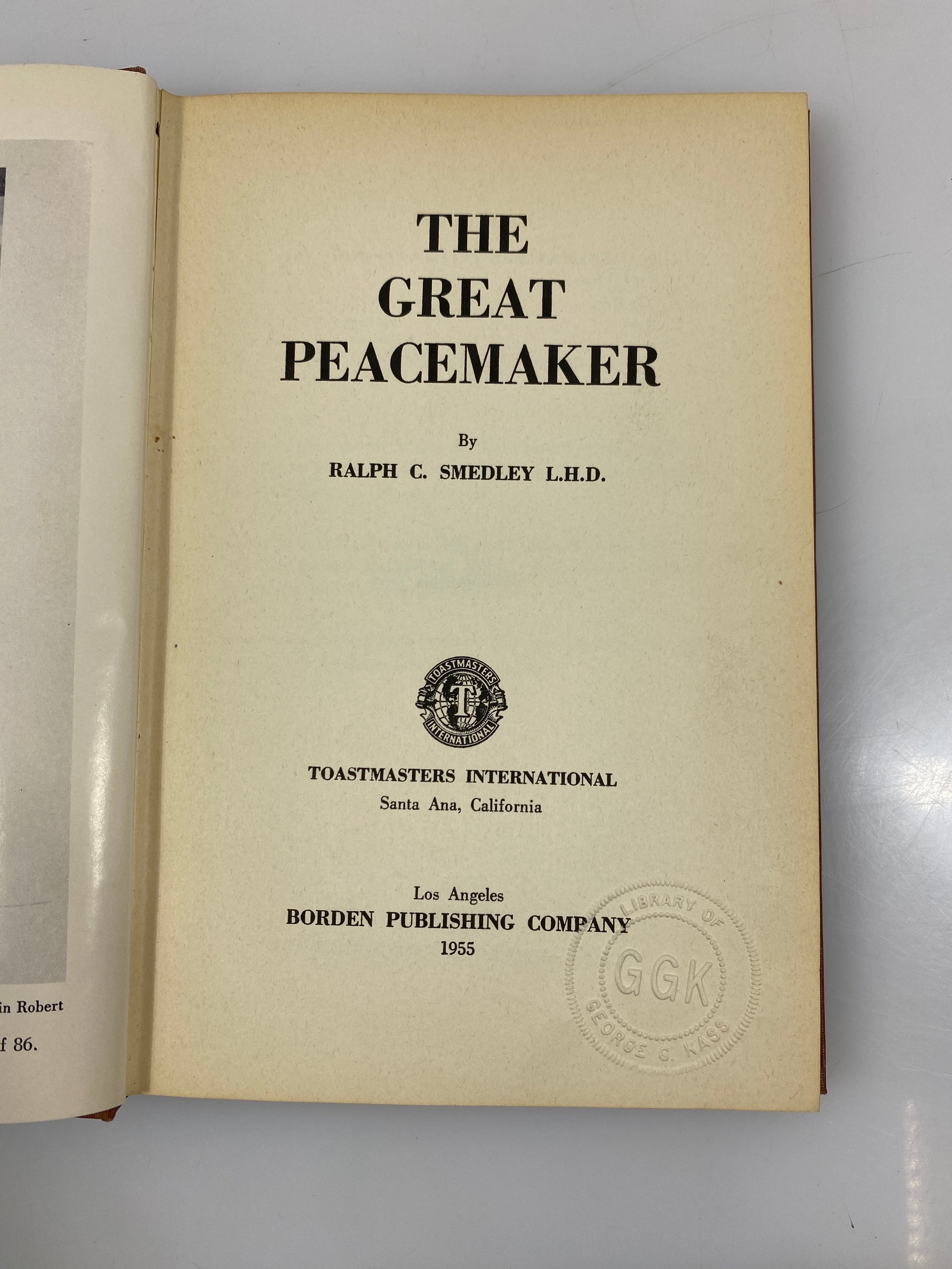 The Great Peacemaker by Smedley 1st Ed. 1955 HC