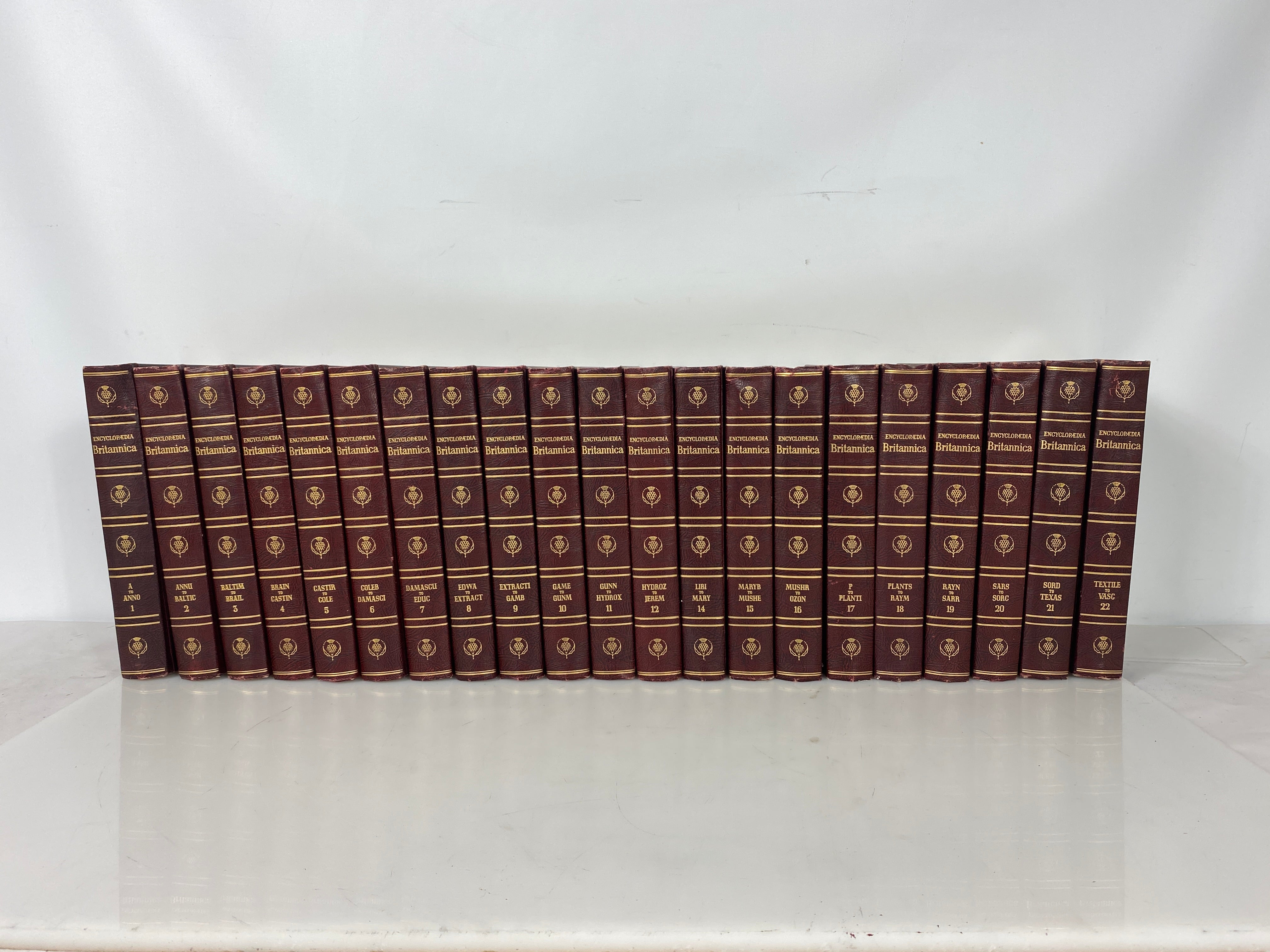 Lot of 21: Encyclopedia Britannica 1-12, 14-22 1957 HC