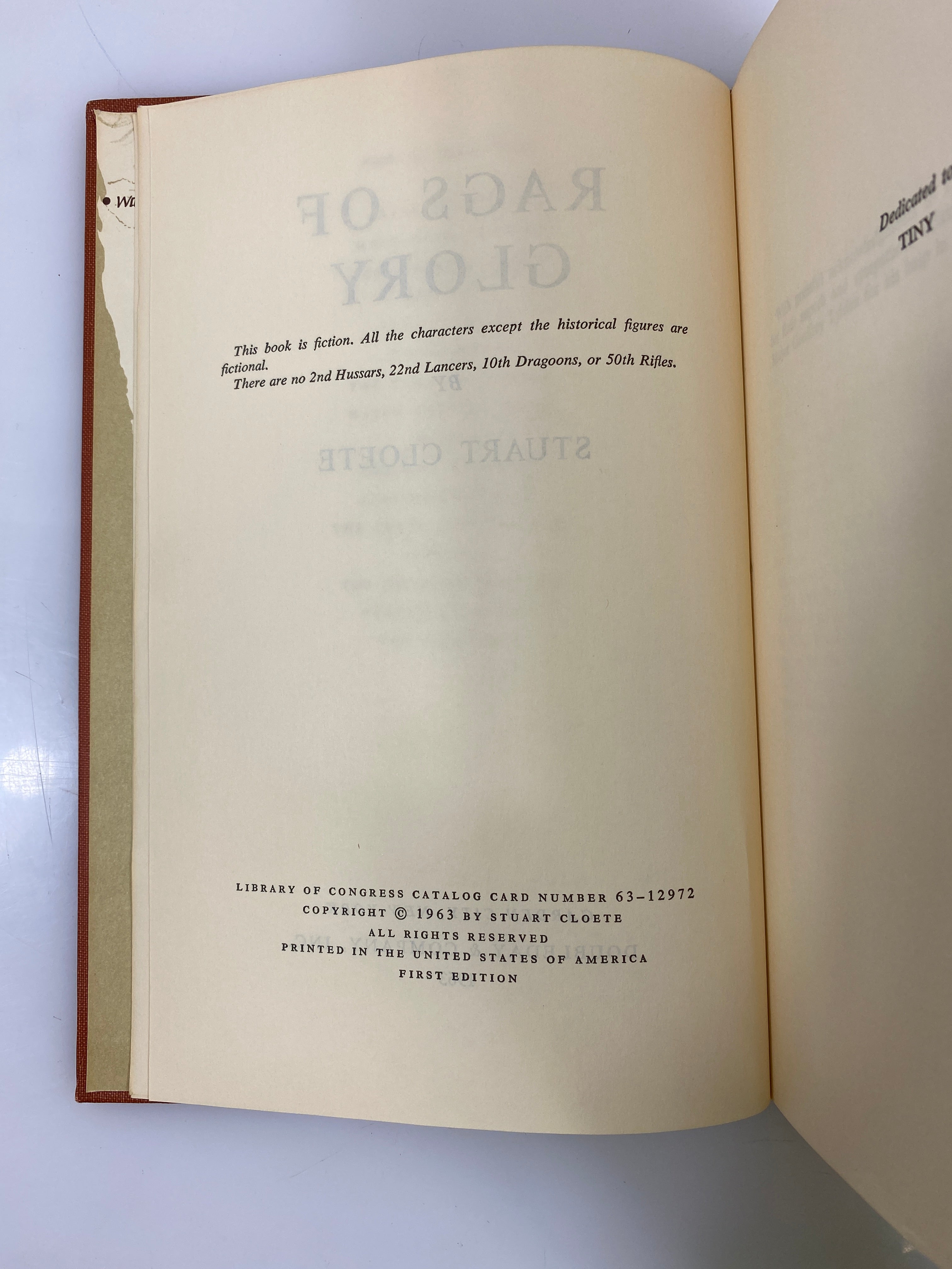 Rags of Glory Stuart Cloete Doubleday & Company 1st Ed. 1963 HC