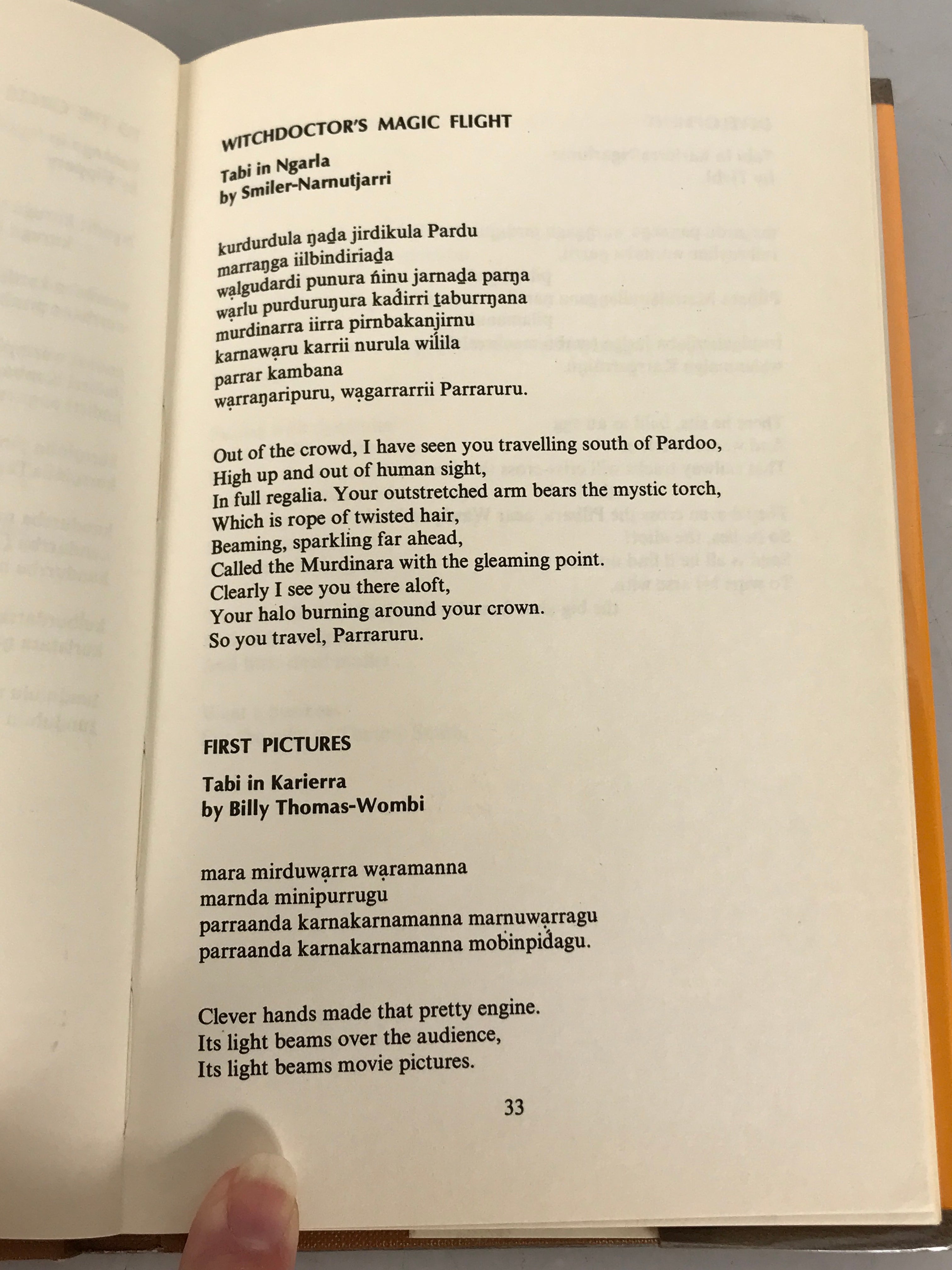 Taruru Aboriginal Song Poetry by von Brandenstein and Thomas 1975 HC DJ