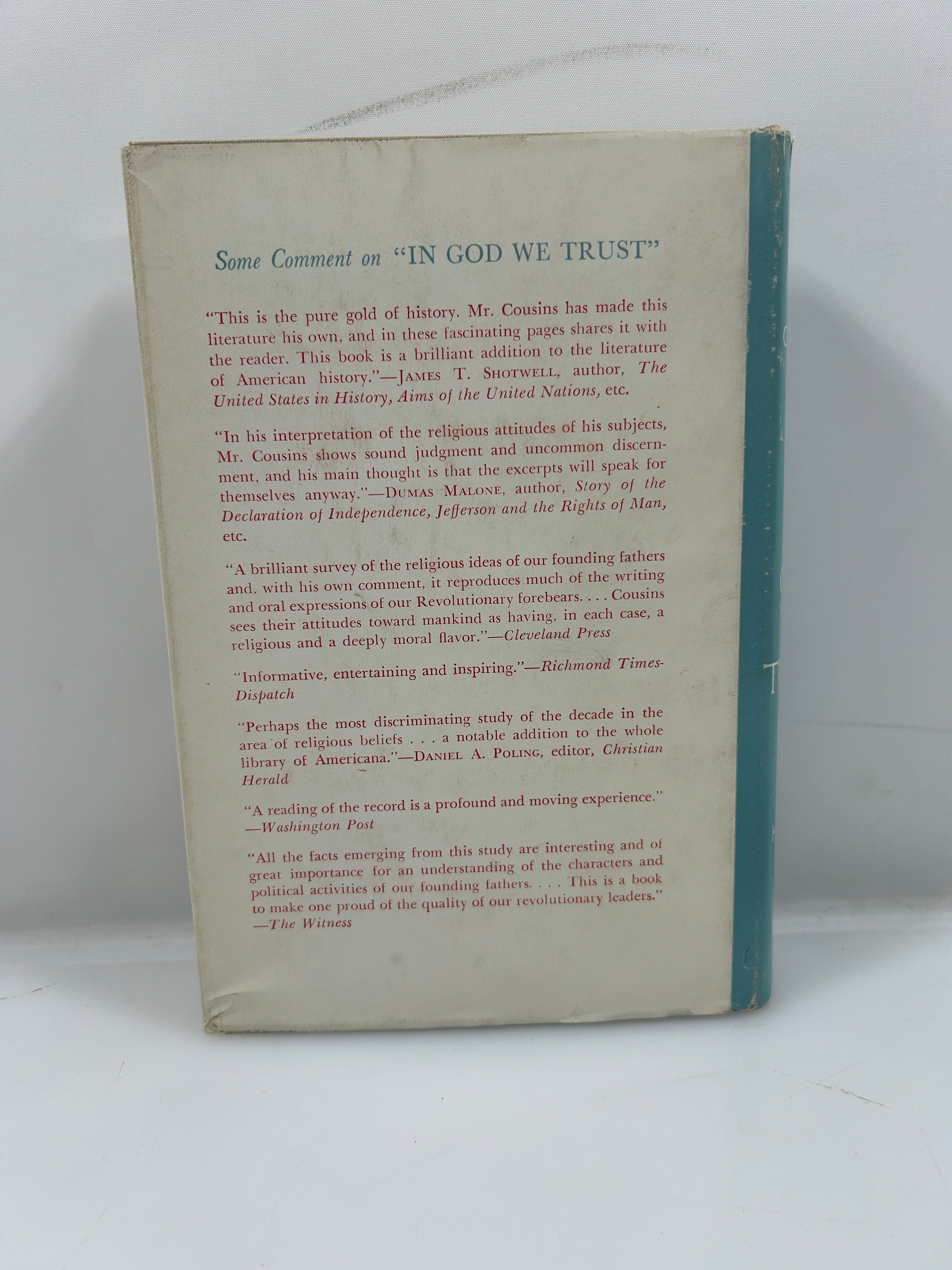 In God We Trust by Norman Cousins Ex-Library 1958 HCDJ