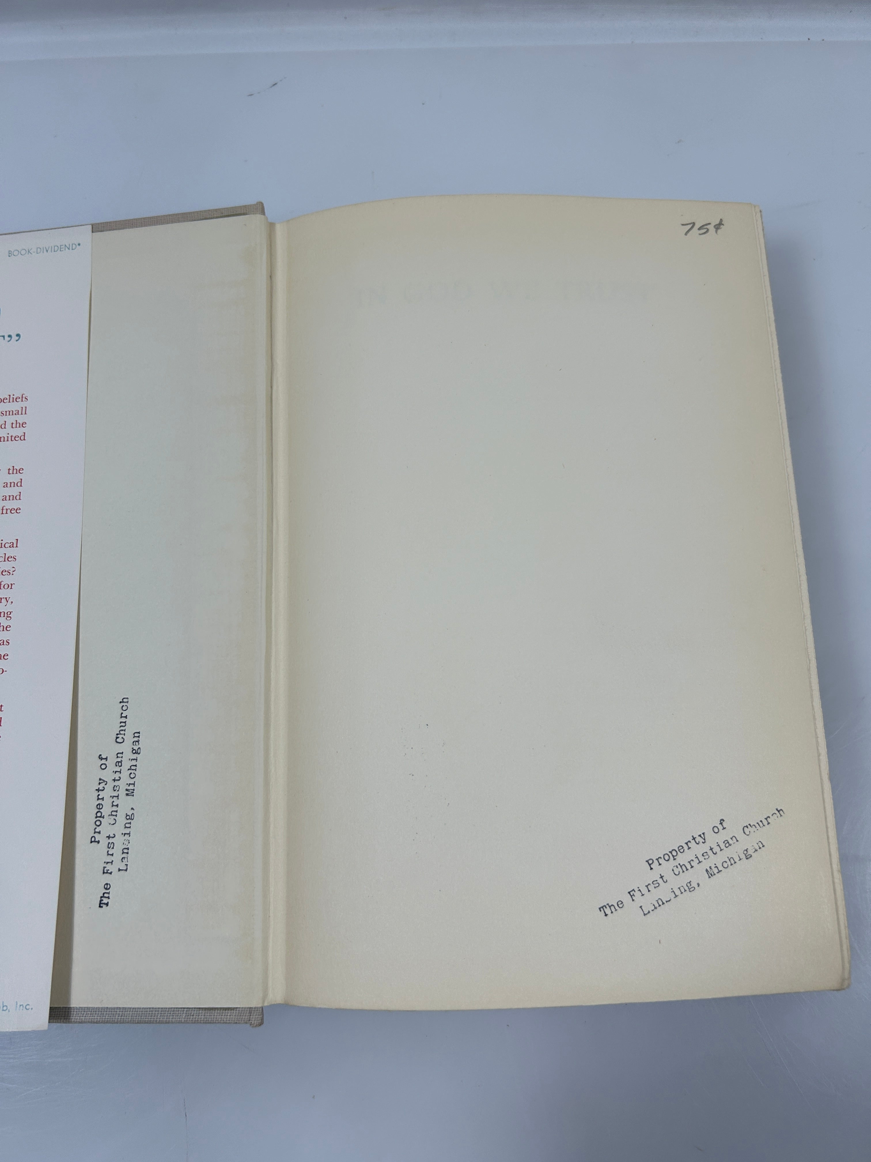 In God We Trust by Norman Cousins Ex-Library 1958 HCDJ