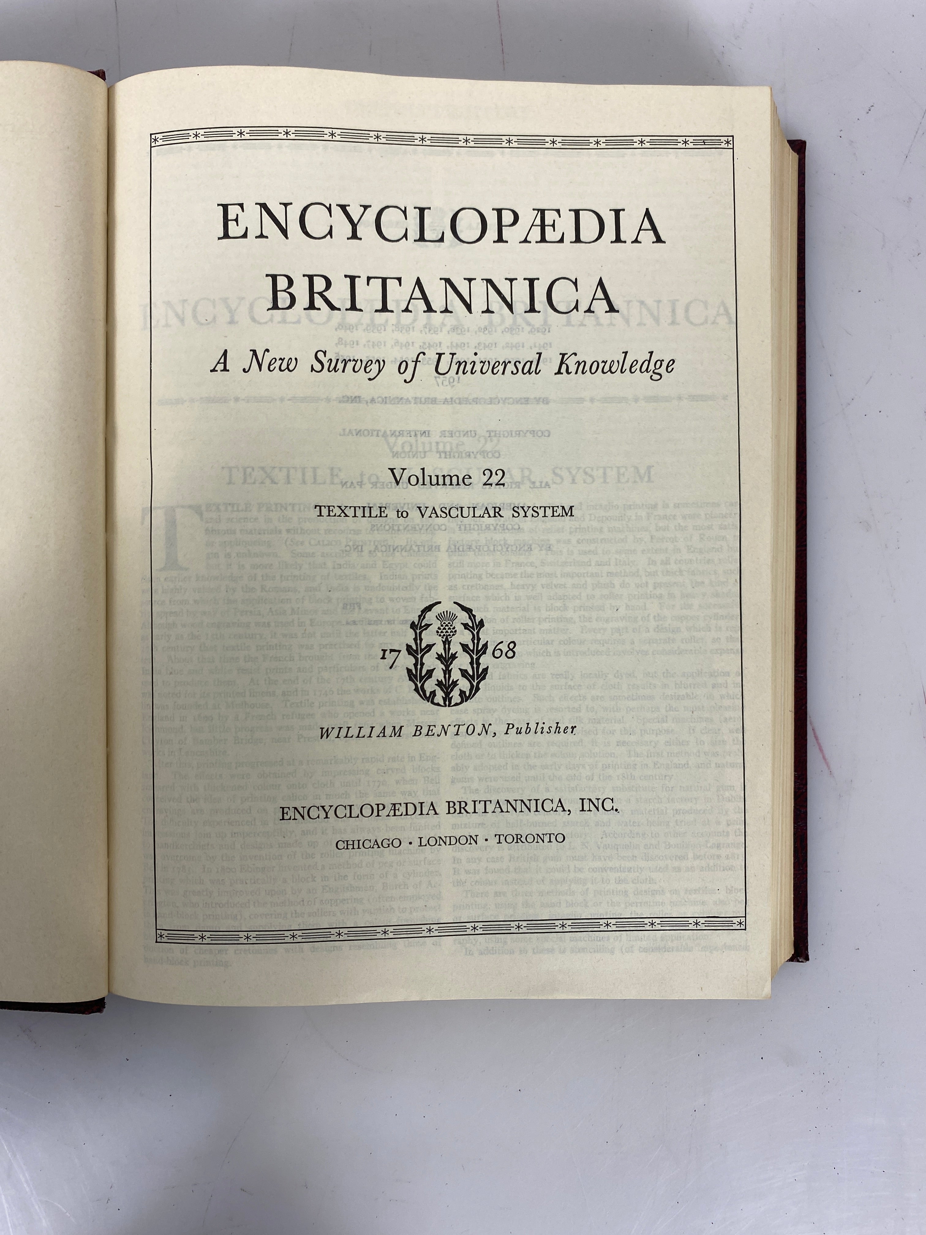 Lot of 21: Encyclopedia Britannica 1-12, 14-22 1957 HC