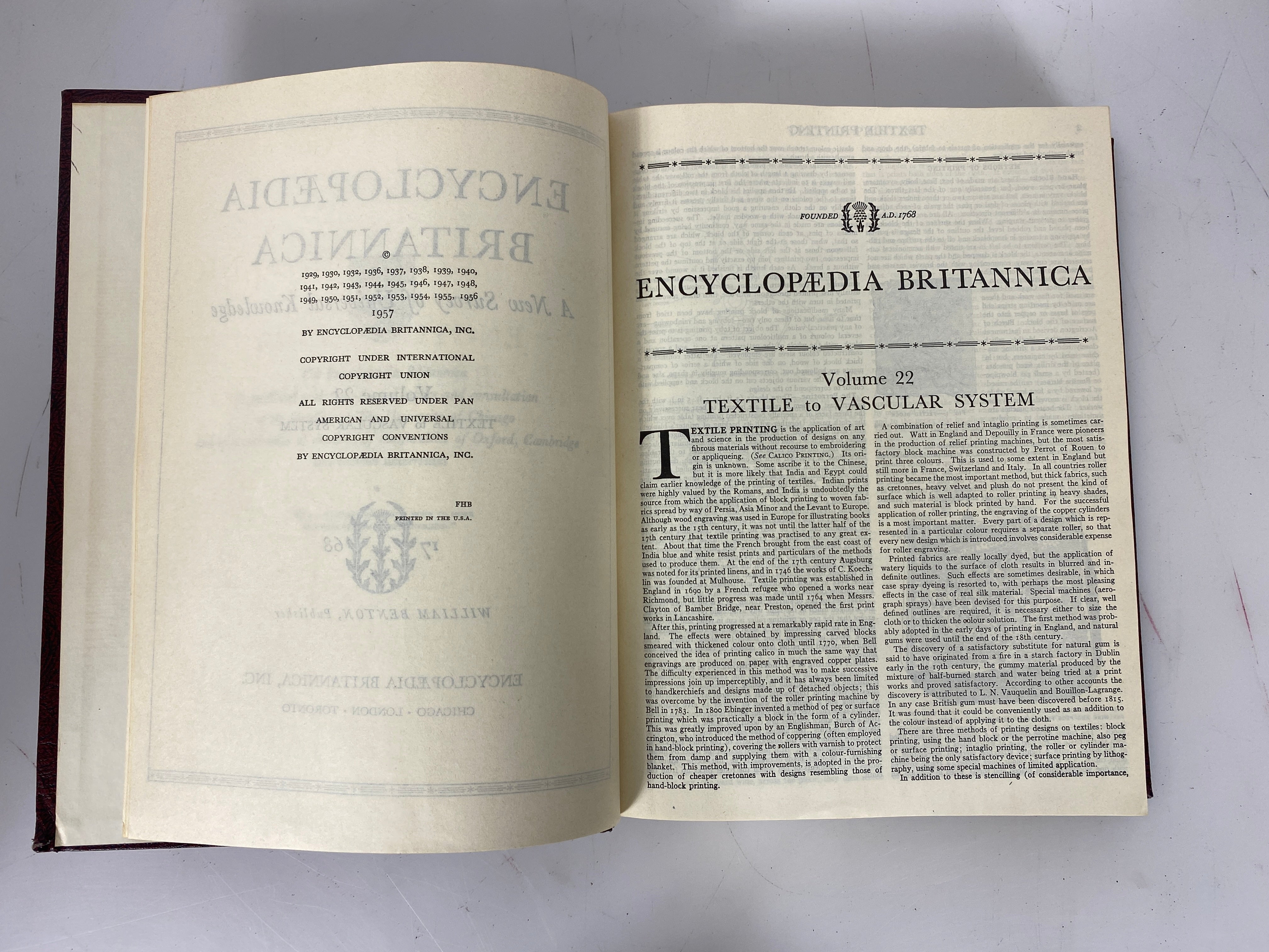 Lot of 21: Encyclopedia Britannica 1-12, 14-22 1957 HC