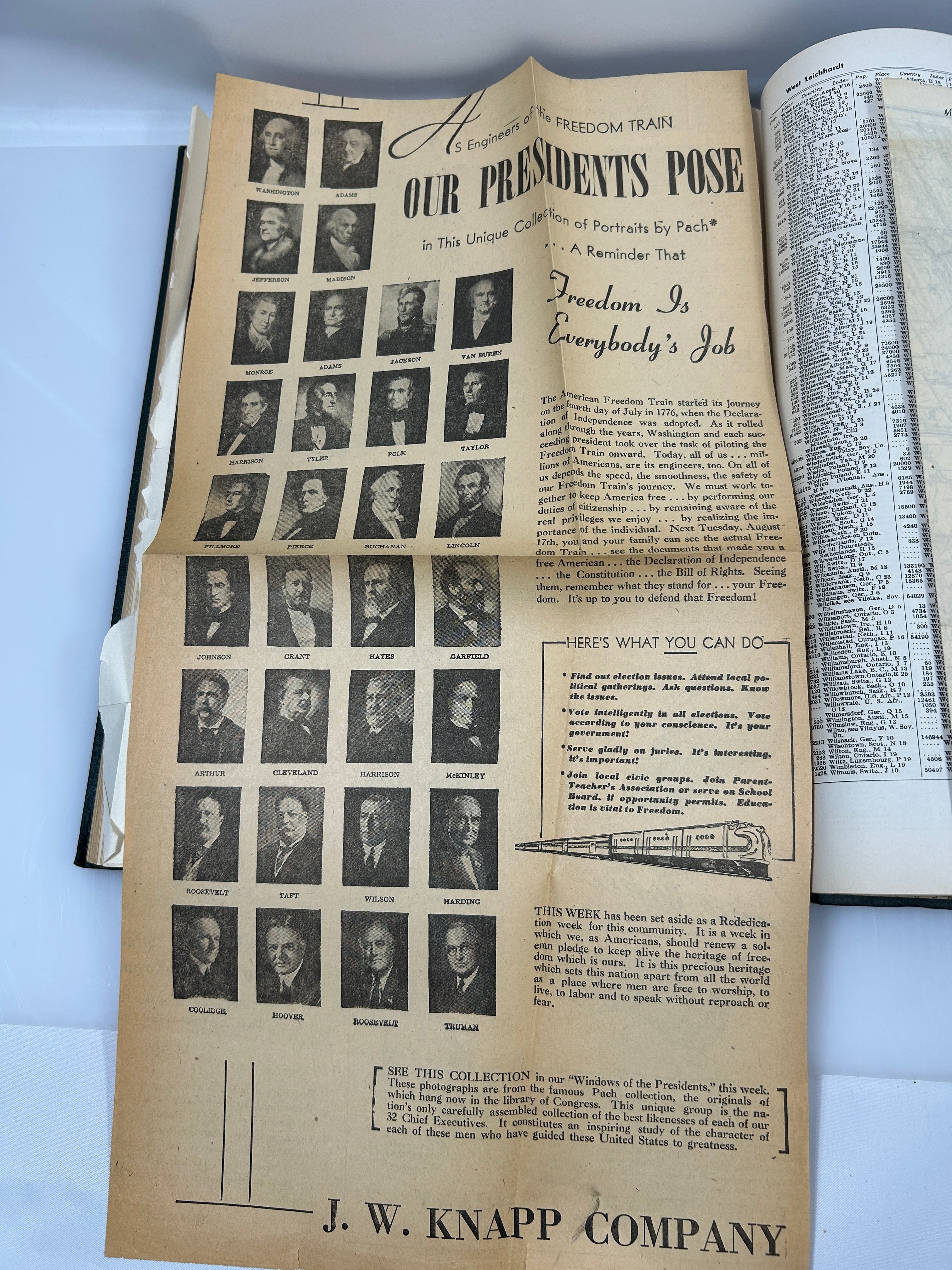 Rand McNally World Atlas Premier Edition 1948 with Ephemera