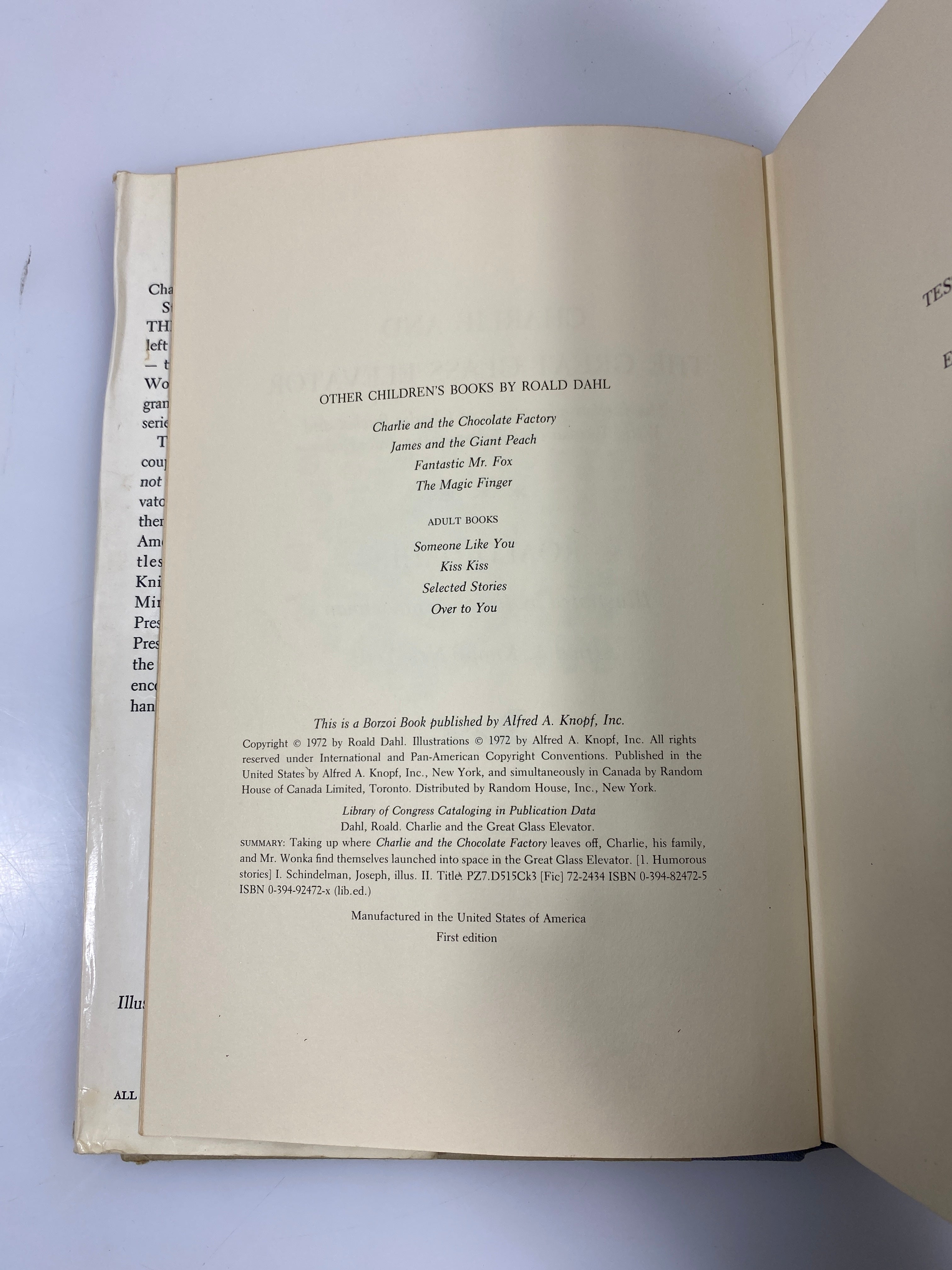 Charlie and the Great Glass Elevator by Roald Dahl 1972 HCDJ
