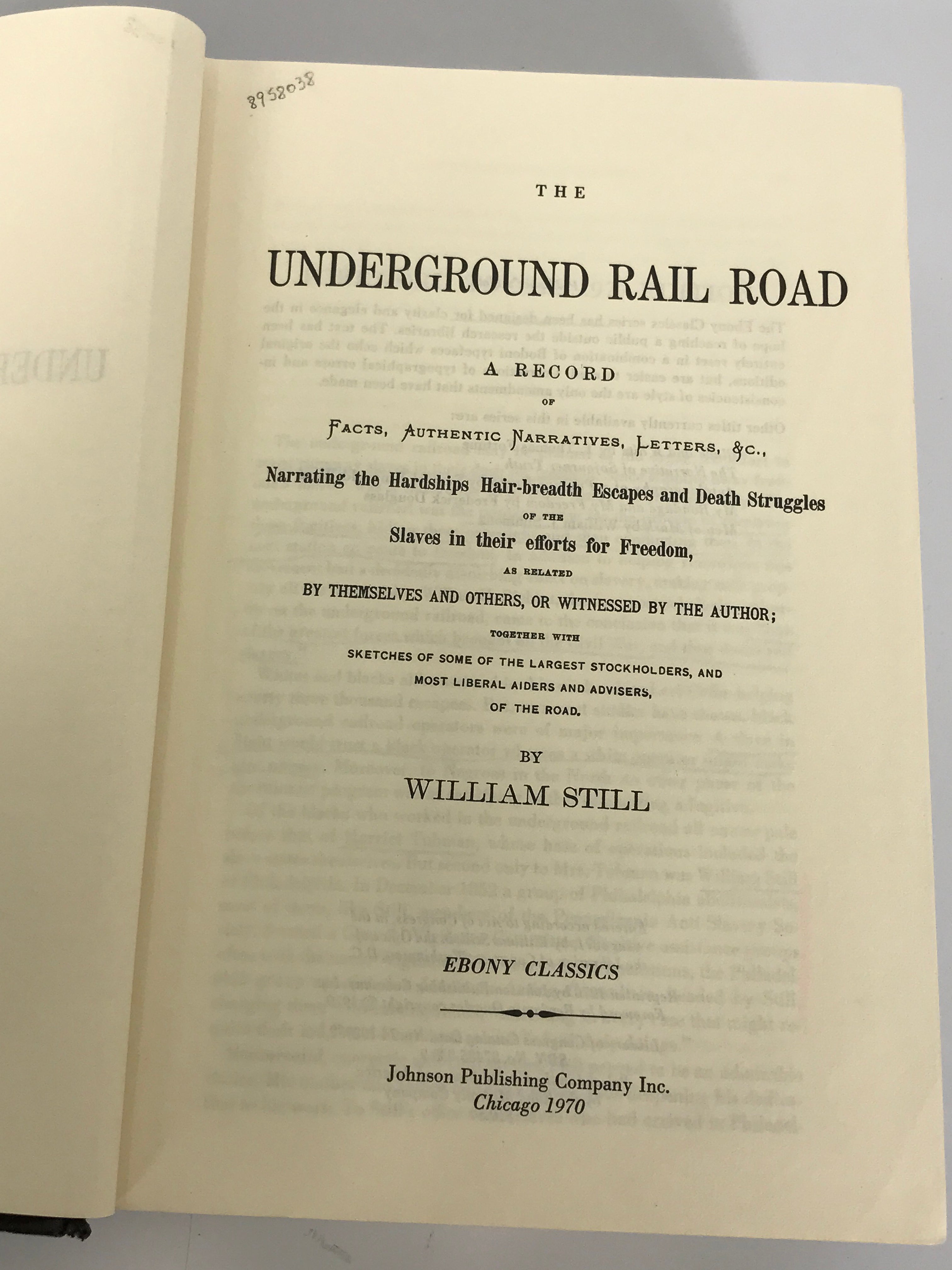 The Underground Railroad by William Still (1970 Reprint) HC Former Library Copy