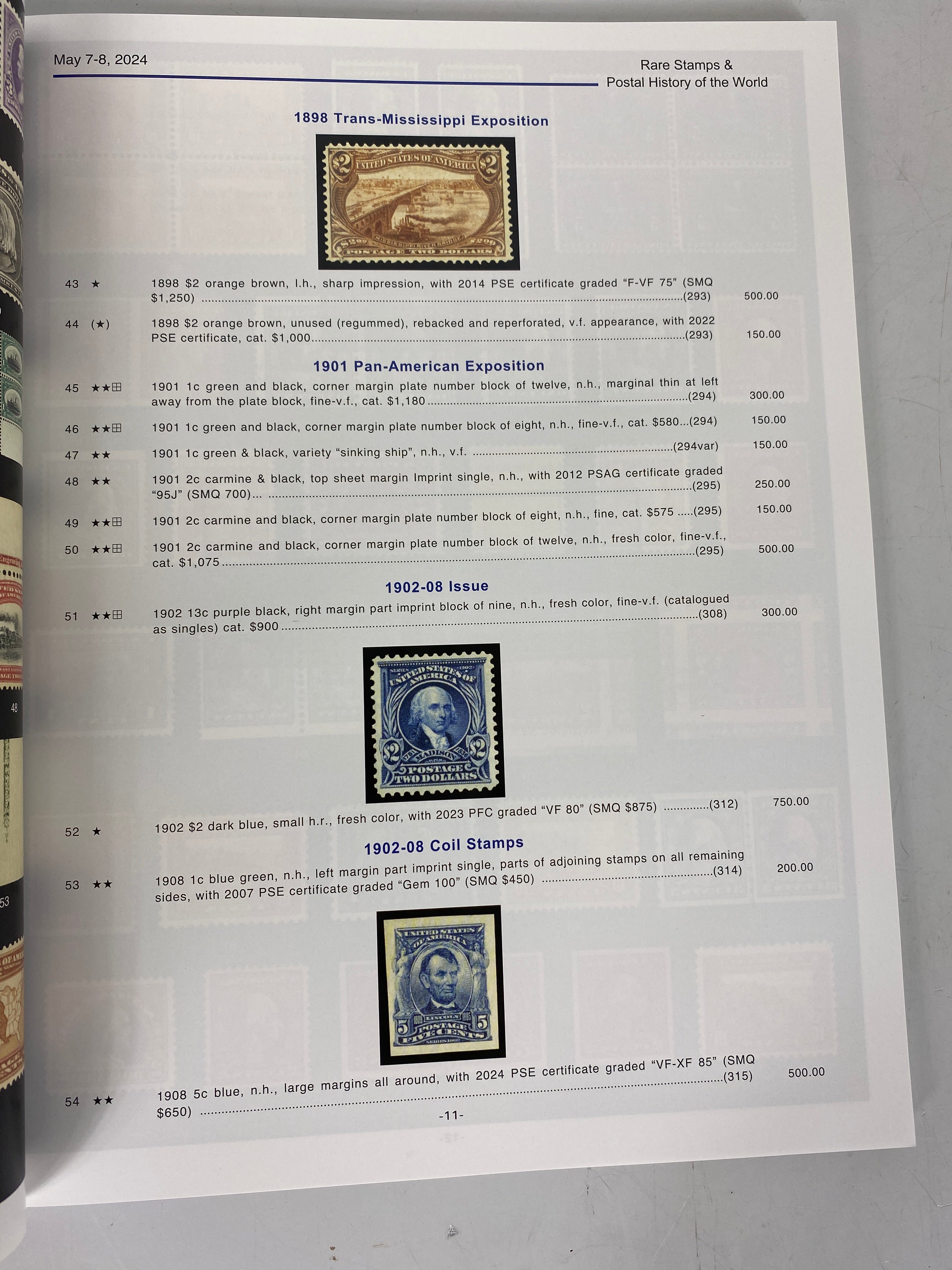 5 Vol 2023-24 Robert Siegel /Cherrystone Auction Catalogs