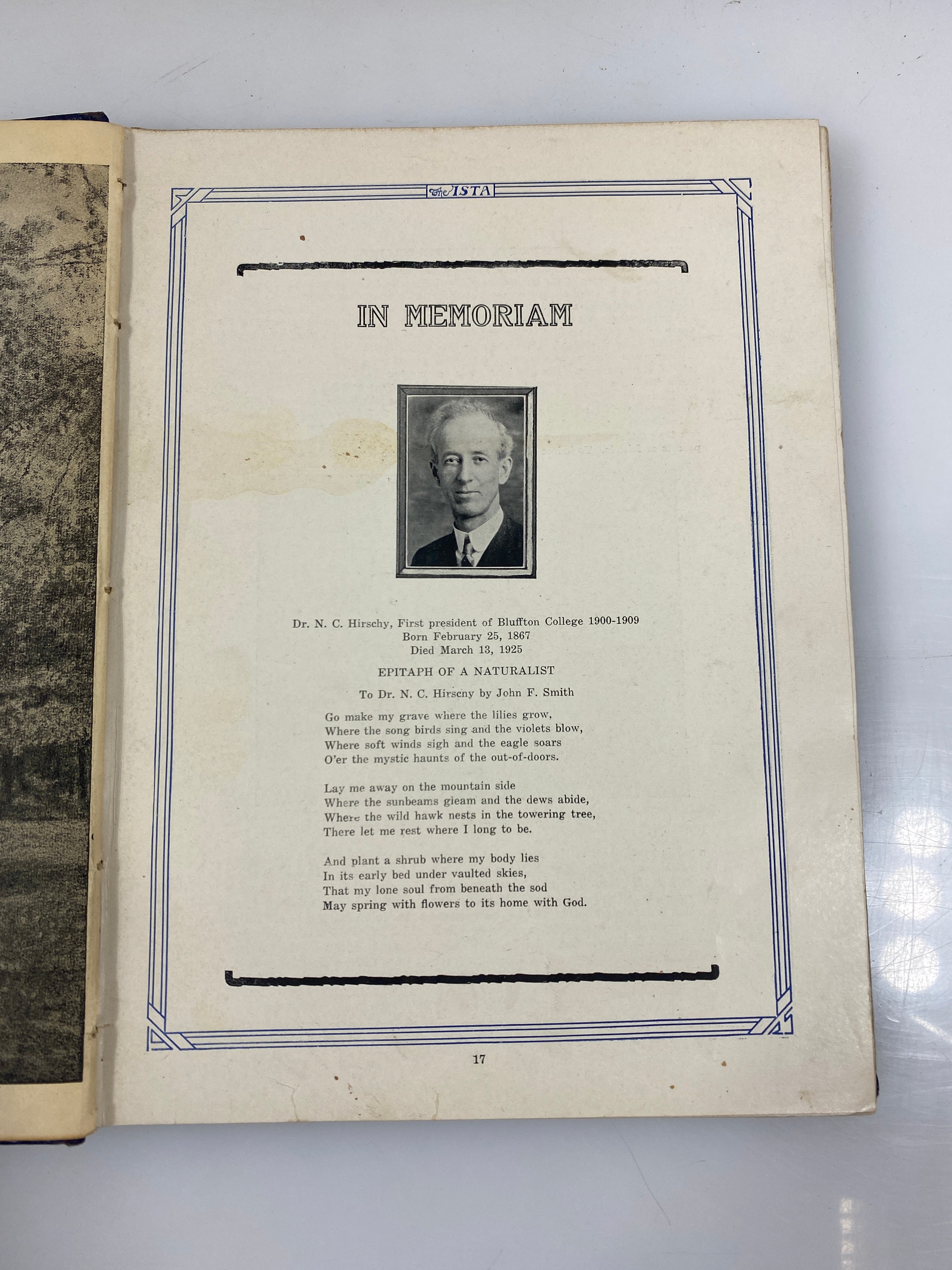 1925 Bluffton College "Ista" Yearbook Bluffton OH HC