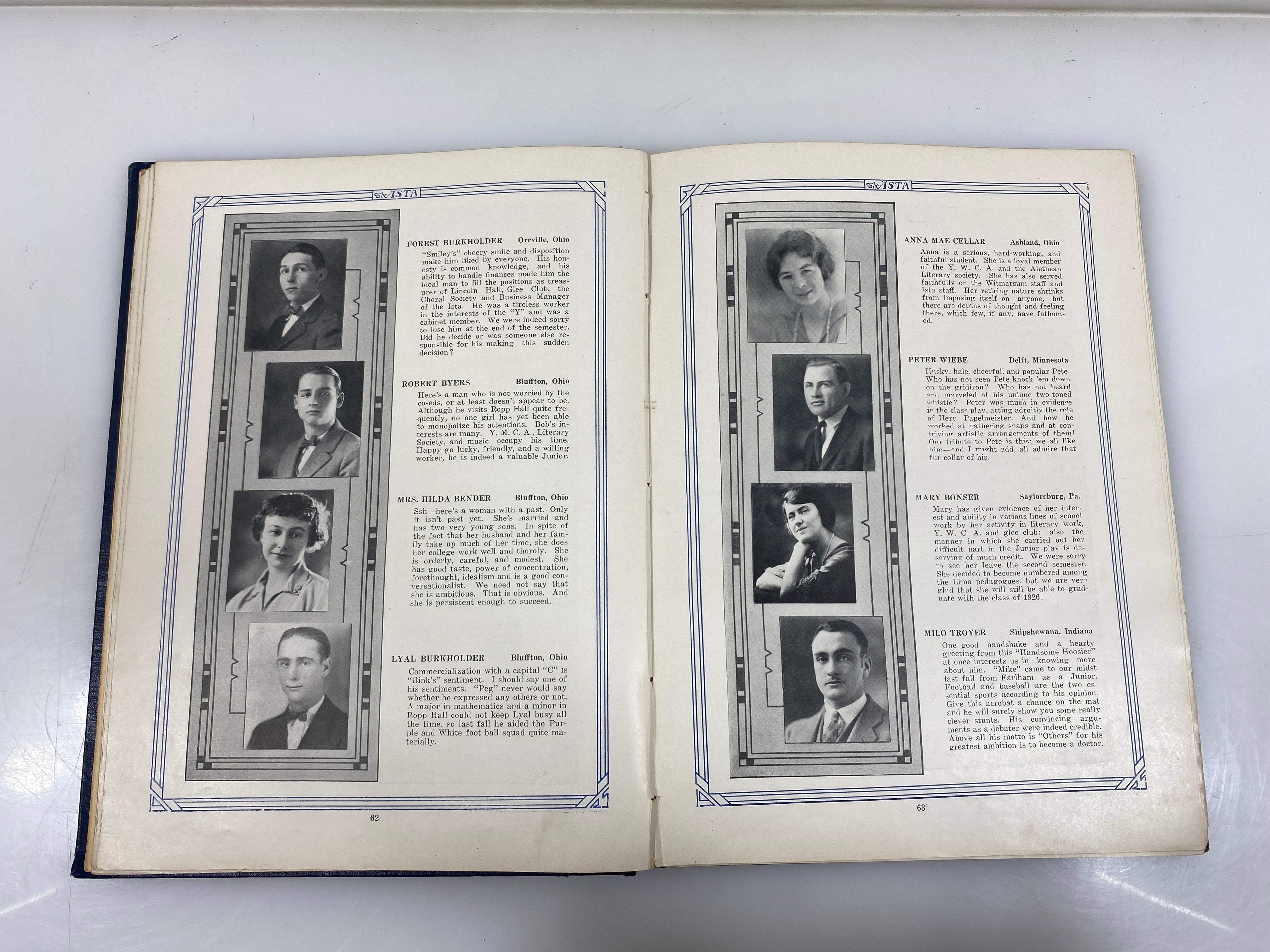 1925 Bluffton College "Ista" Yearbook Bluffton OH HC