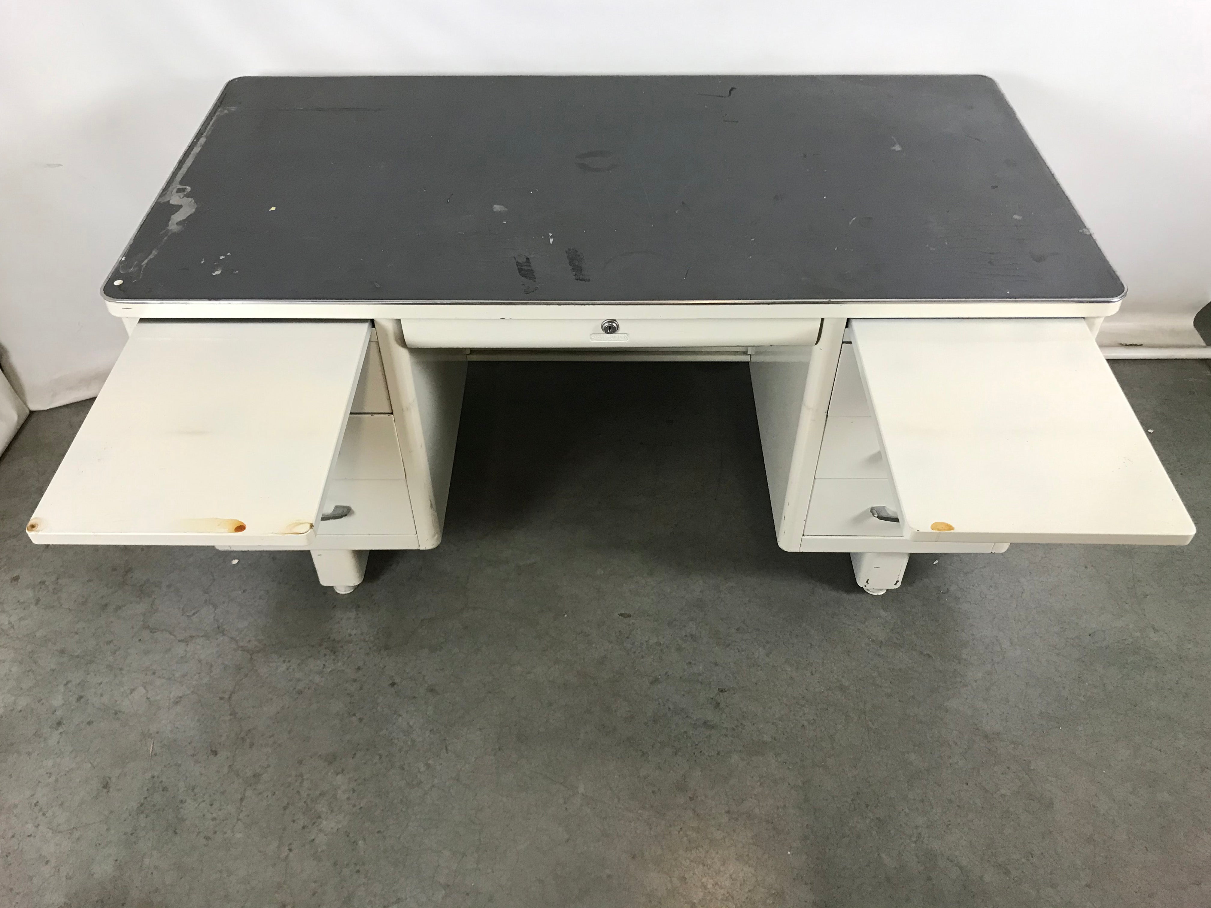Invincible Metal Furniture White Metal Desk
