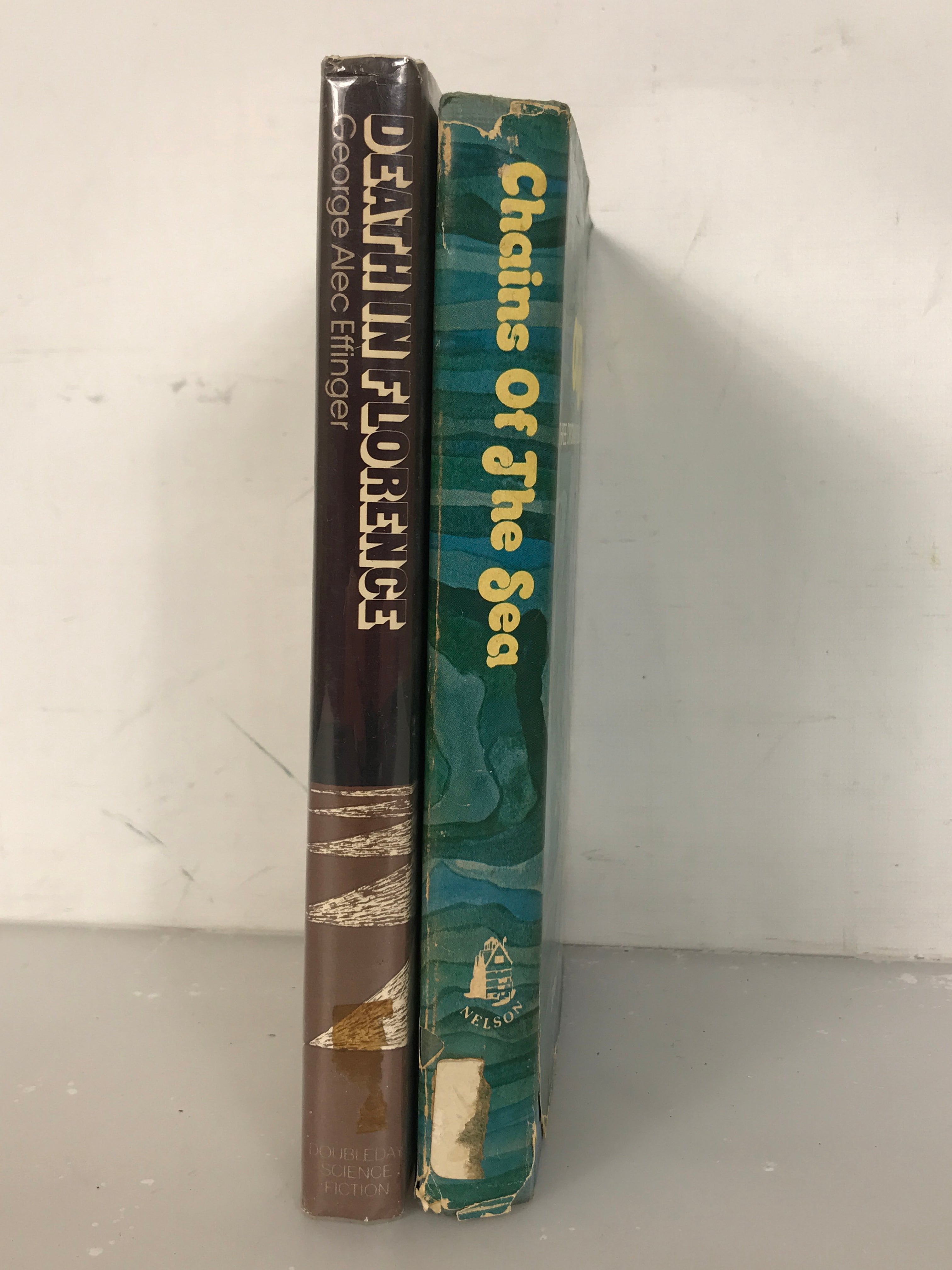 Lot of 2 Vintage First Edition Effinger Books: Death in Florence (1978) and Chains of the Sea (1973) HC DJ