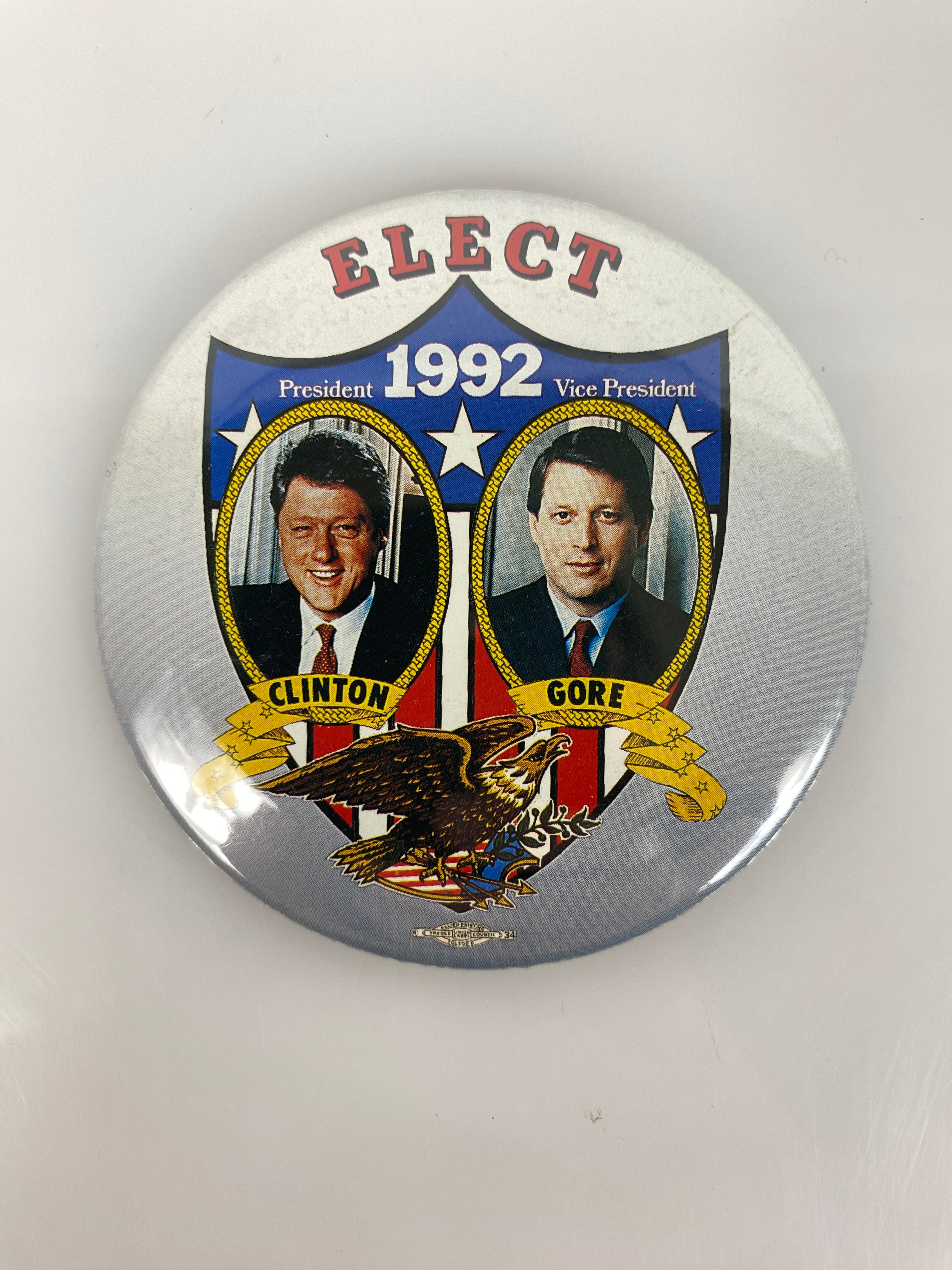 Lot of Clinton Gore Campaign Ephemera, Buttons. Stickers & Tattoos