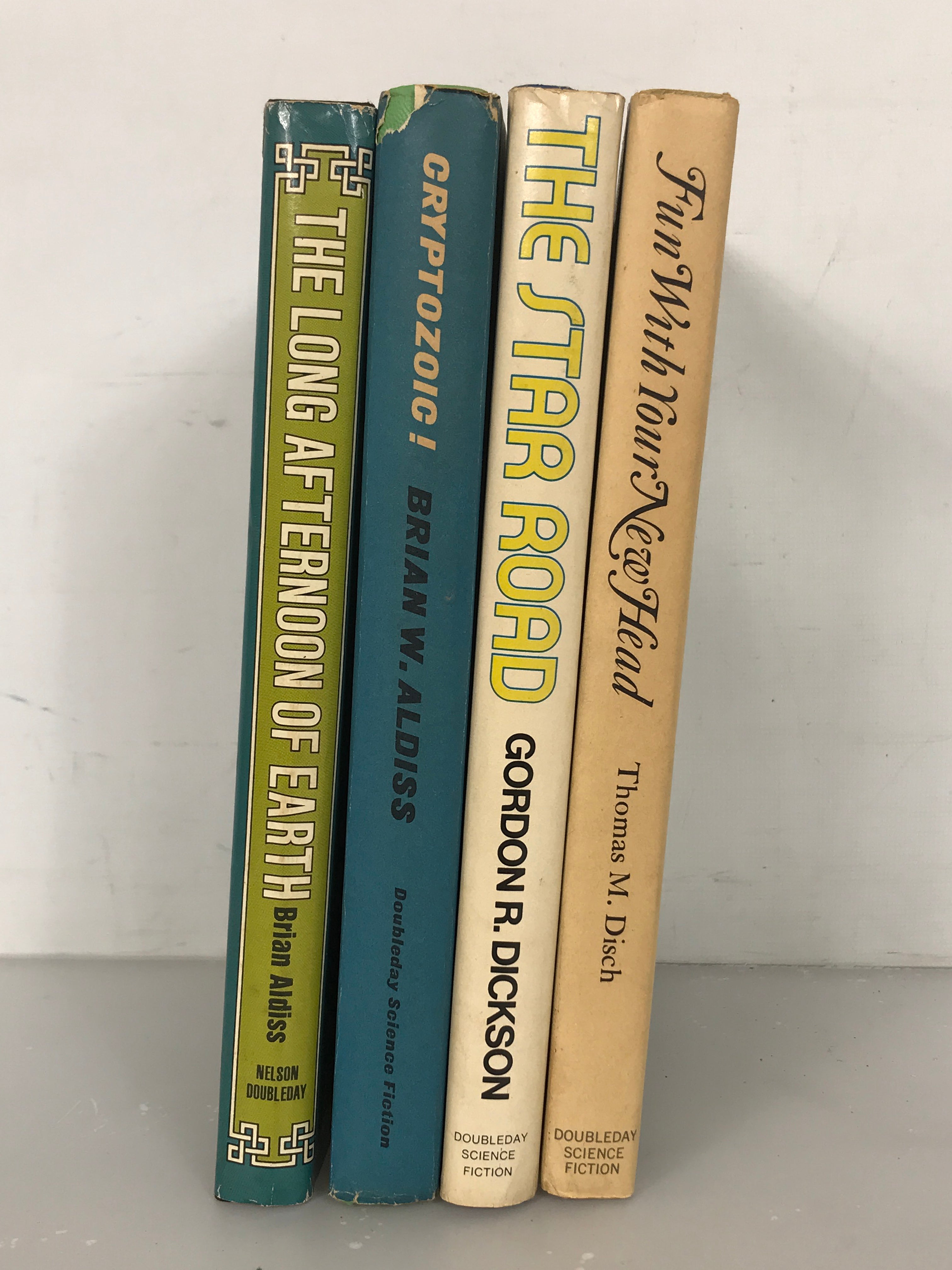Lot of 4 BCE Science Fiction Books: Fun With Your New Head (1968), The Star Road (1973), Cryptozoic! (1967), and The Long Afternoon of Earth (1961) HC DJ