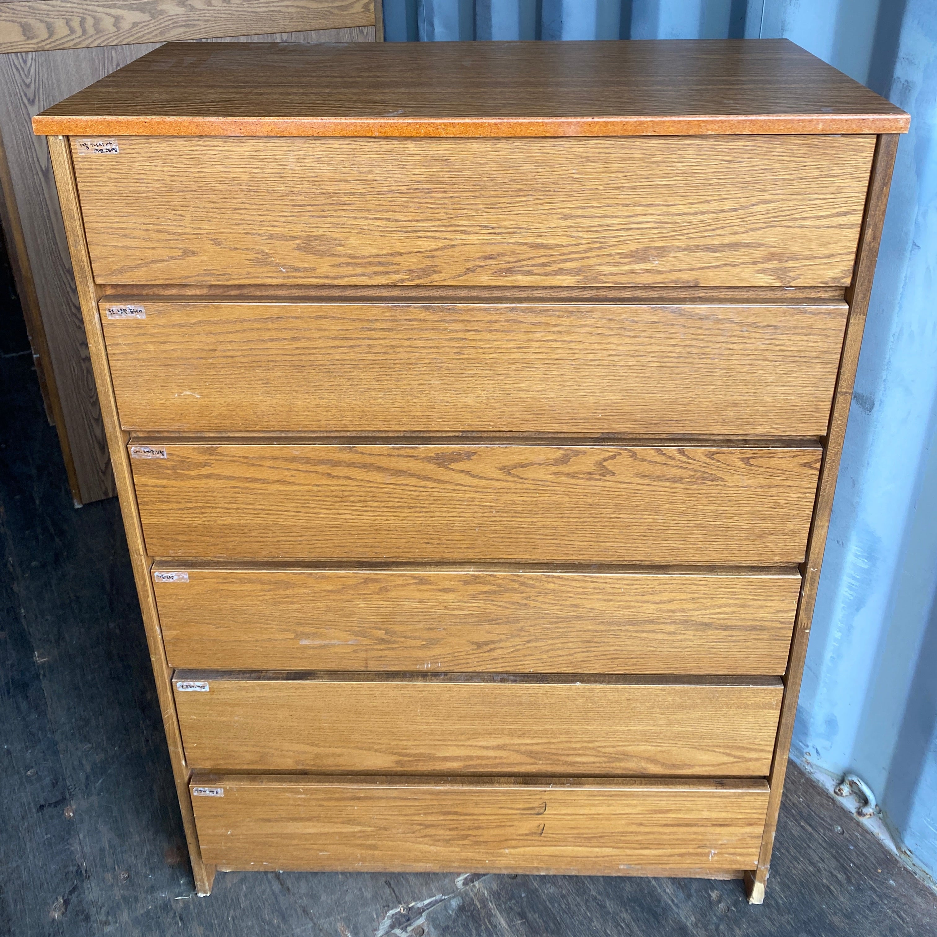Light Wooden 6 Drawer Lateral Dresser