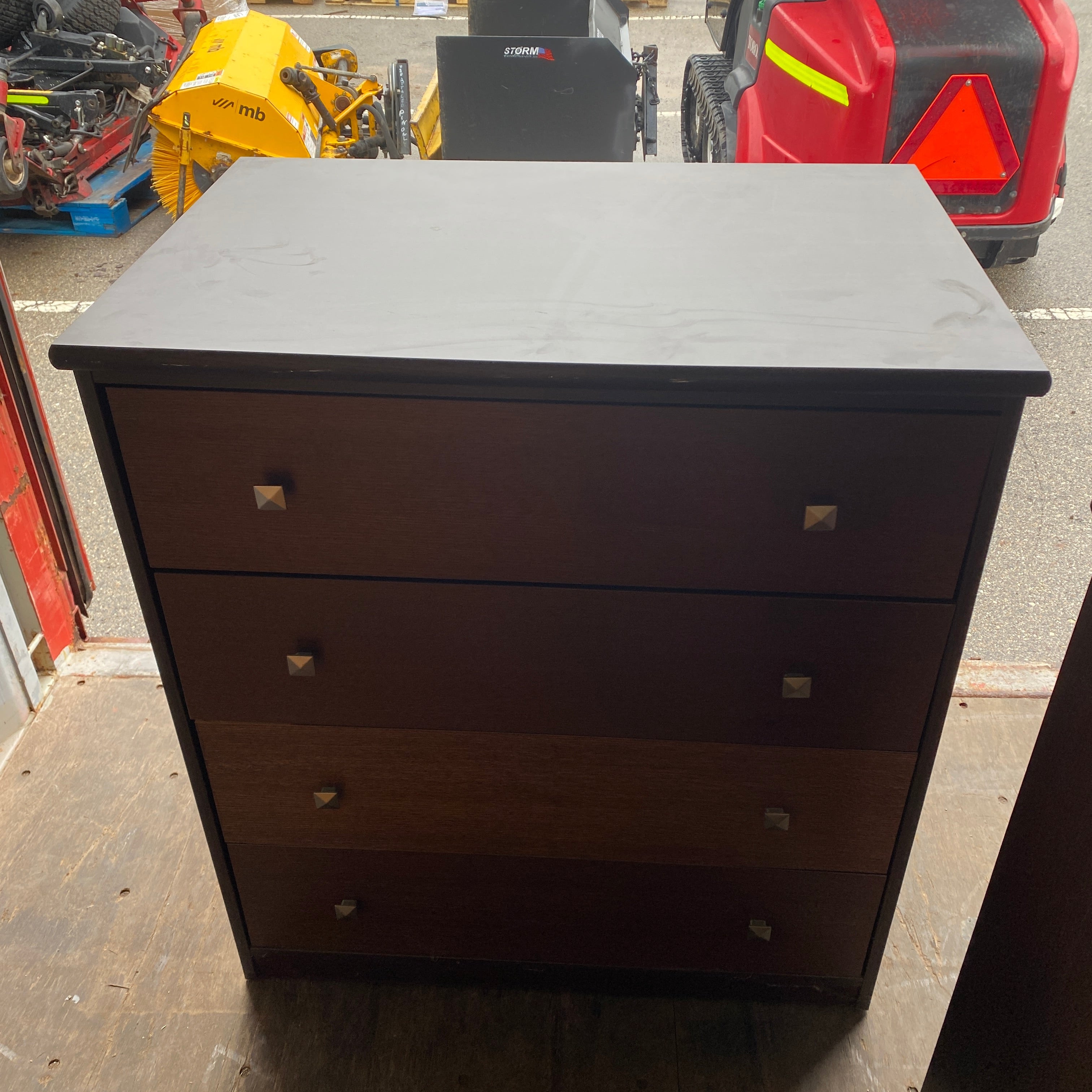 Dark Wooden 4 Drawer Lateral Dresser