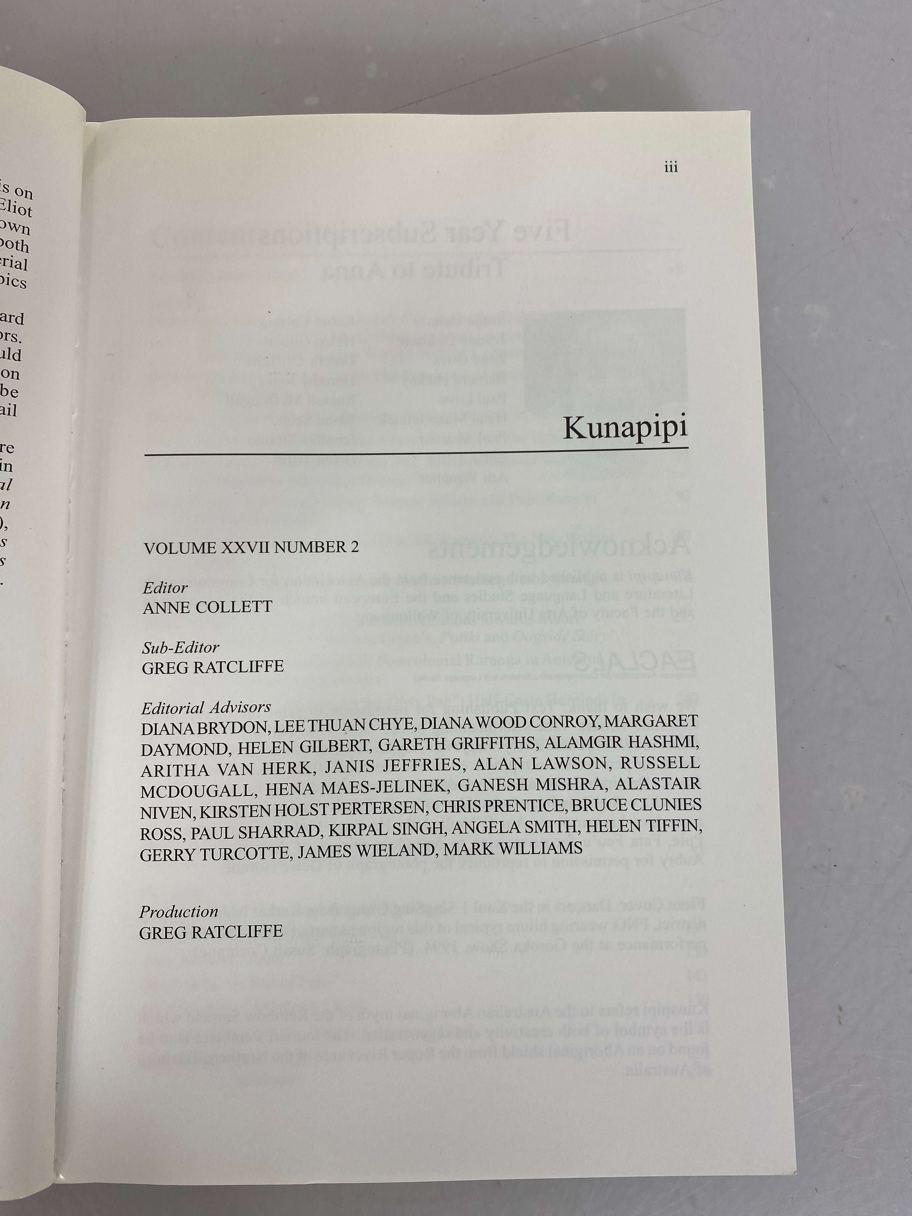 Lot of 2 Issues Kunapipi Journal of Postcolonial Writing Vol 27 Numbers 1 and 2 SC Rare