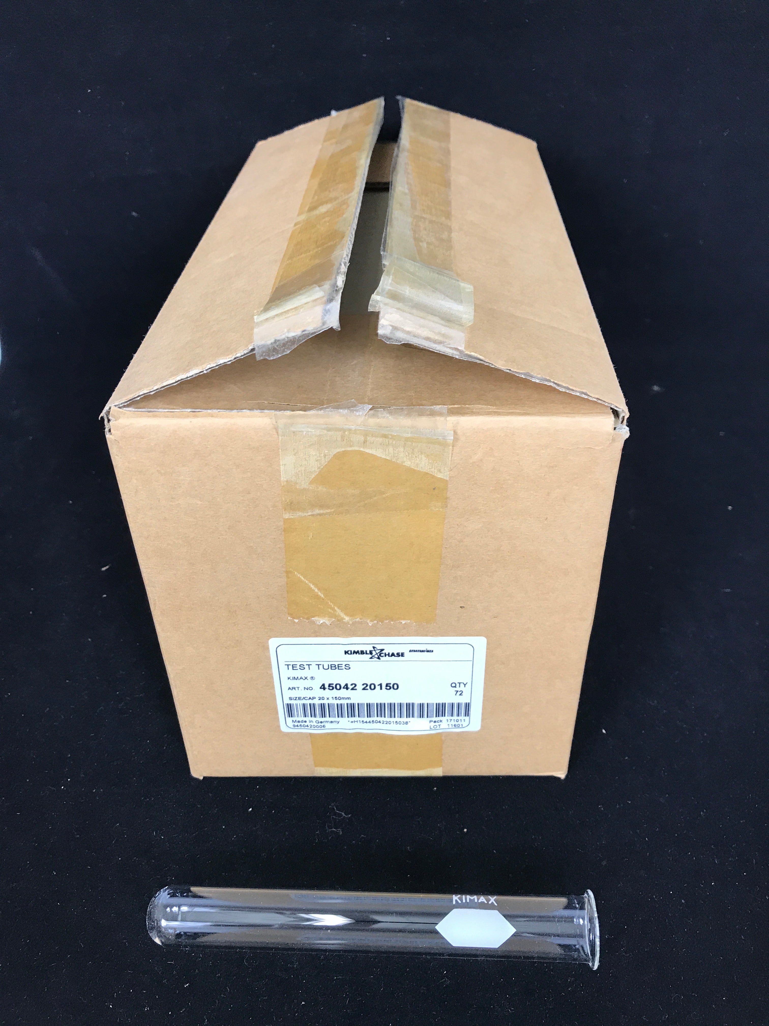 Box of 72 KIMAX Kimble Test Tubes No. 45042-20150 20x150mm *NEW*