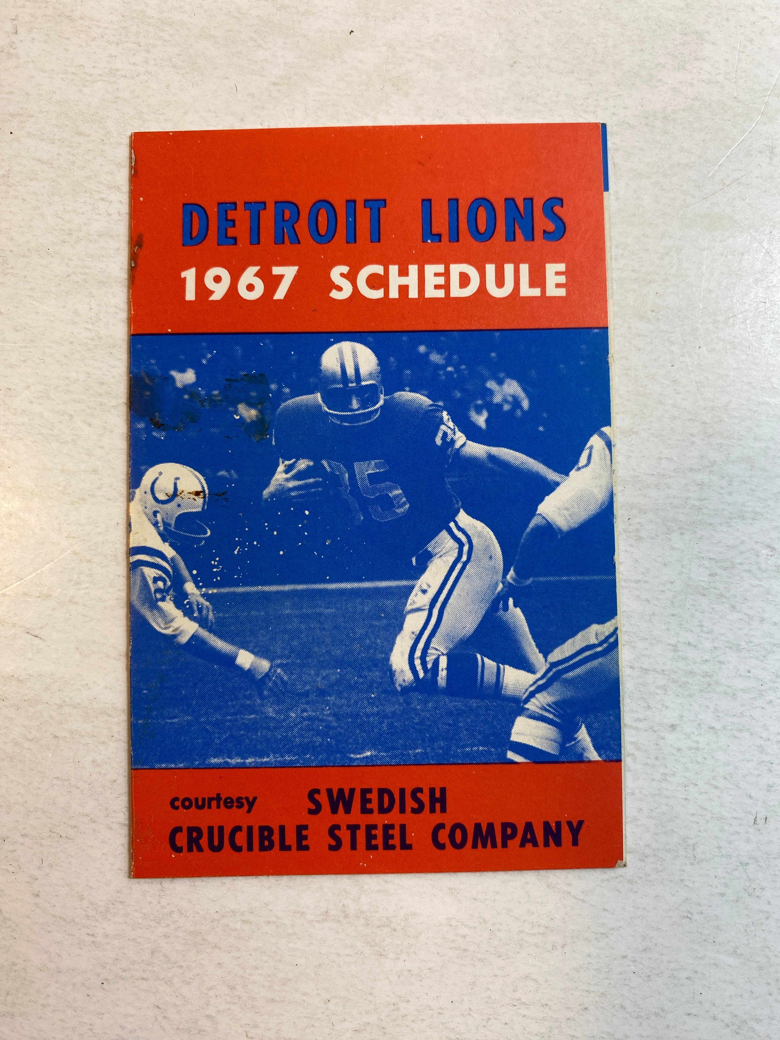 Detroit Lions Pocket Schedule 1967