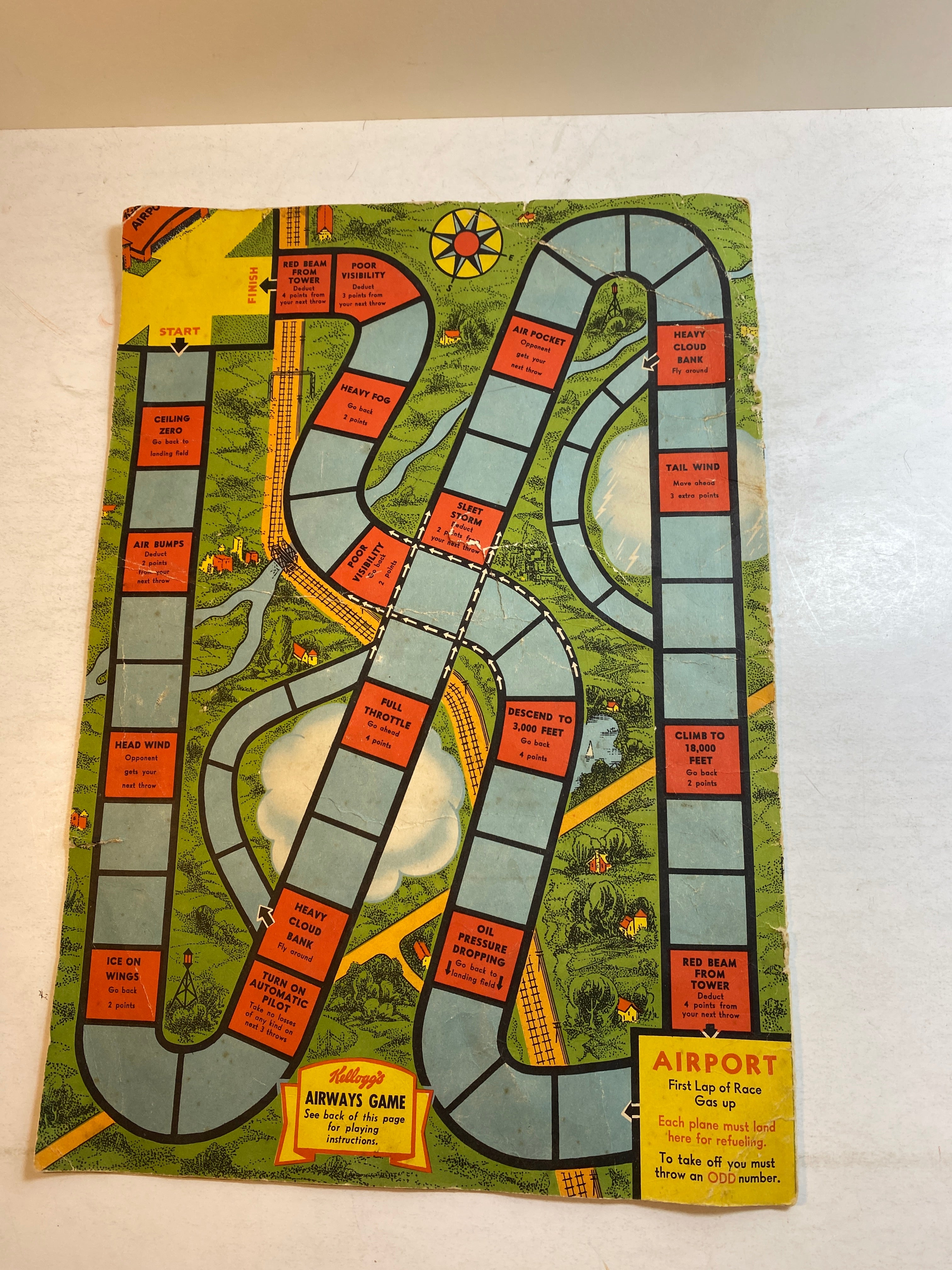 Vintage Kellogg's Adventurer Model Airplane Airways Game Board 1937