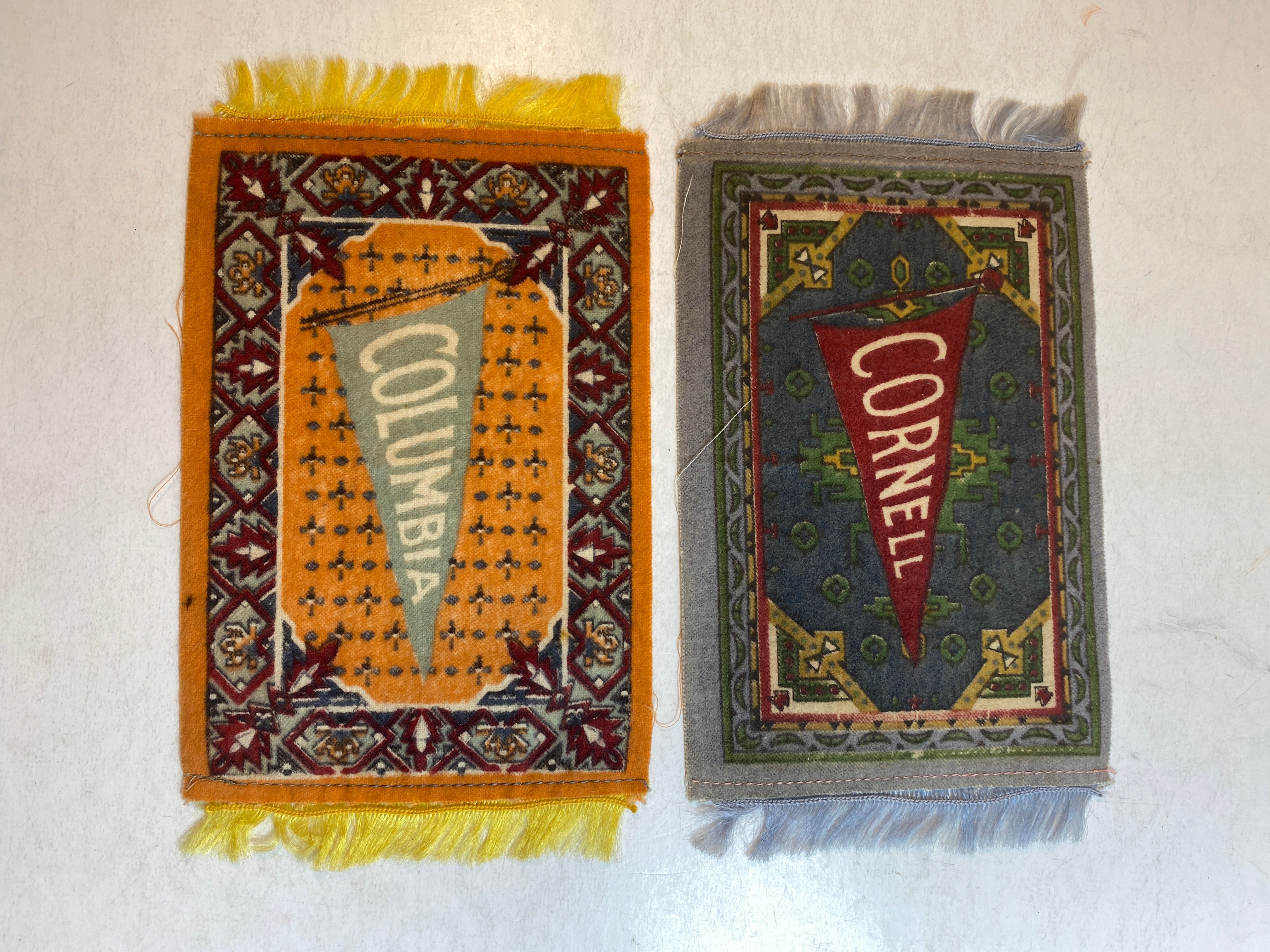 Lot of 2 Vintage Tobacco College Rugs Cornell Columbia