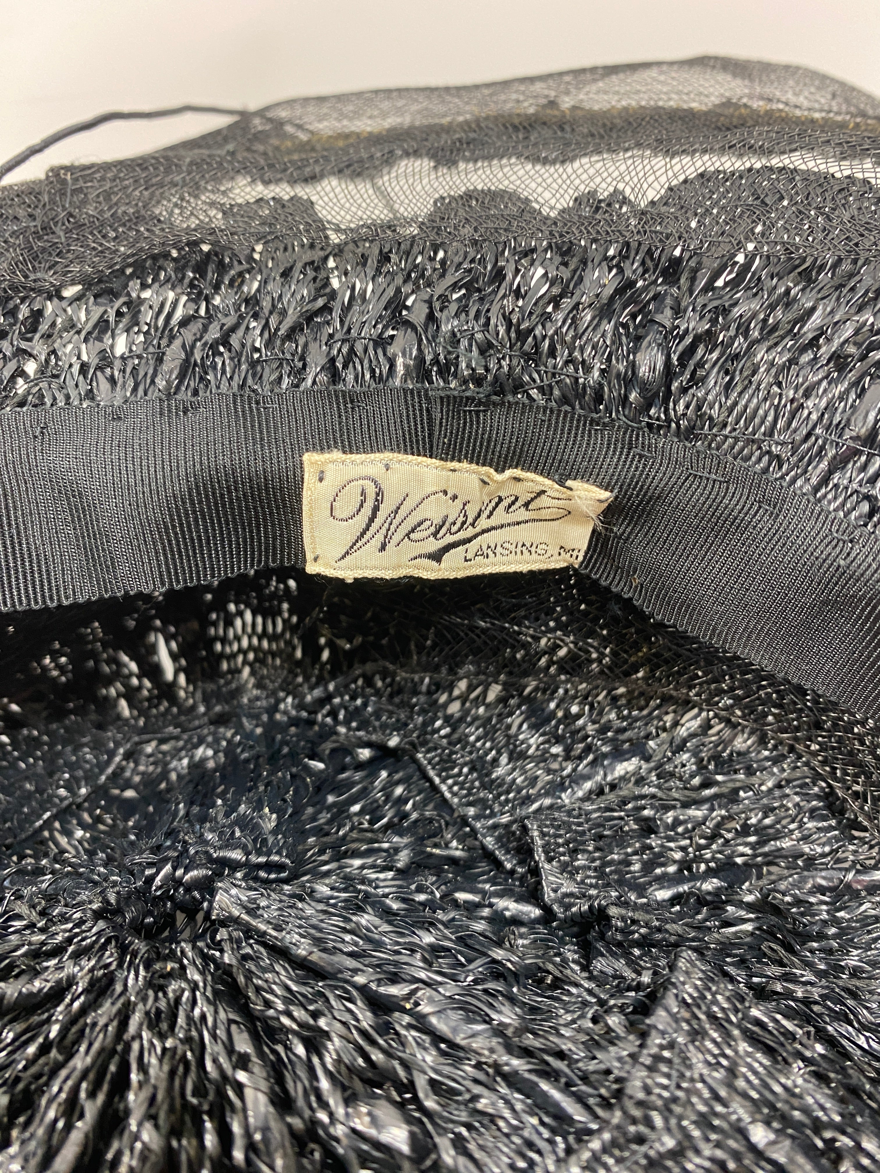 Vintage 1930s Weisent Black Wide Brim Women's Hat