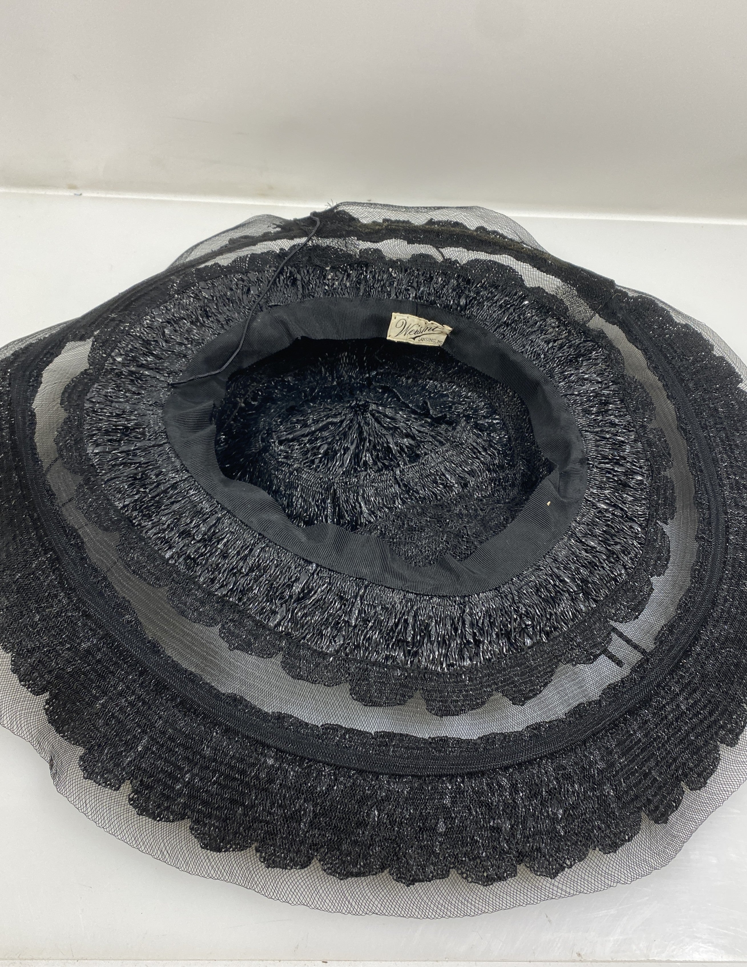 Vintage 1930s Weisent Black Wide Brim Women's Hat