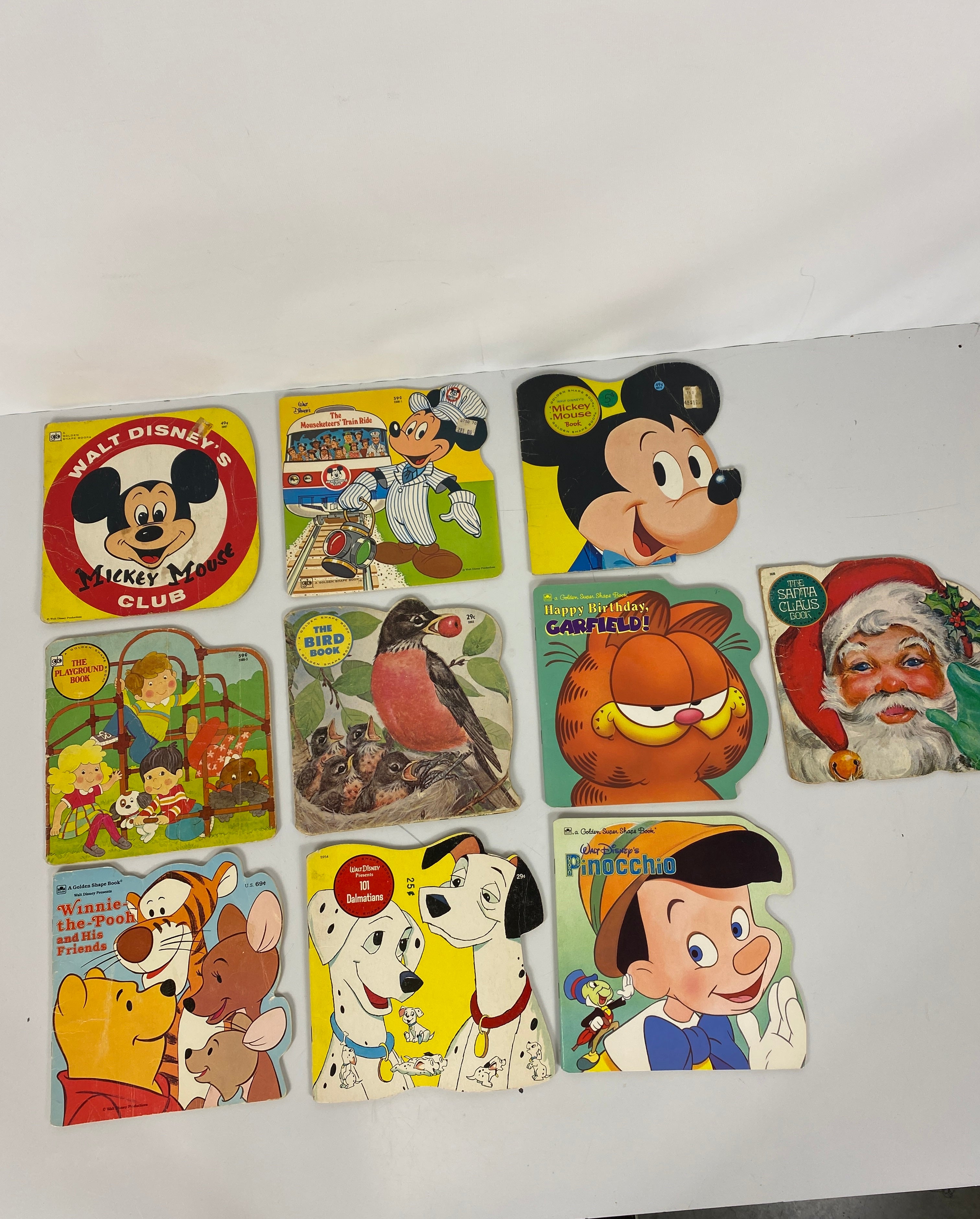 Lot of 10 Vtg Golden Shape Book Disney Winnie The Pooh Garfield Santa 1965-88 SC