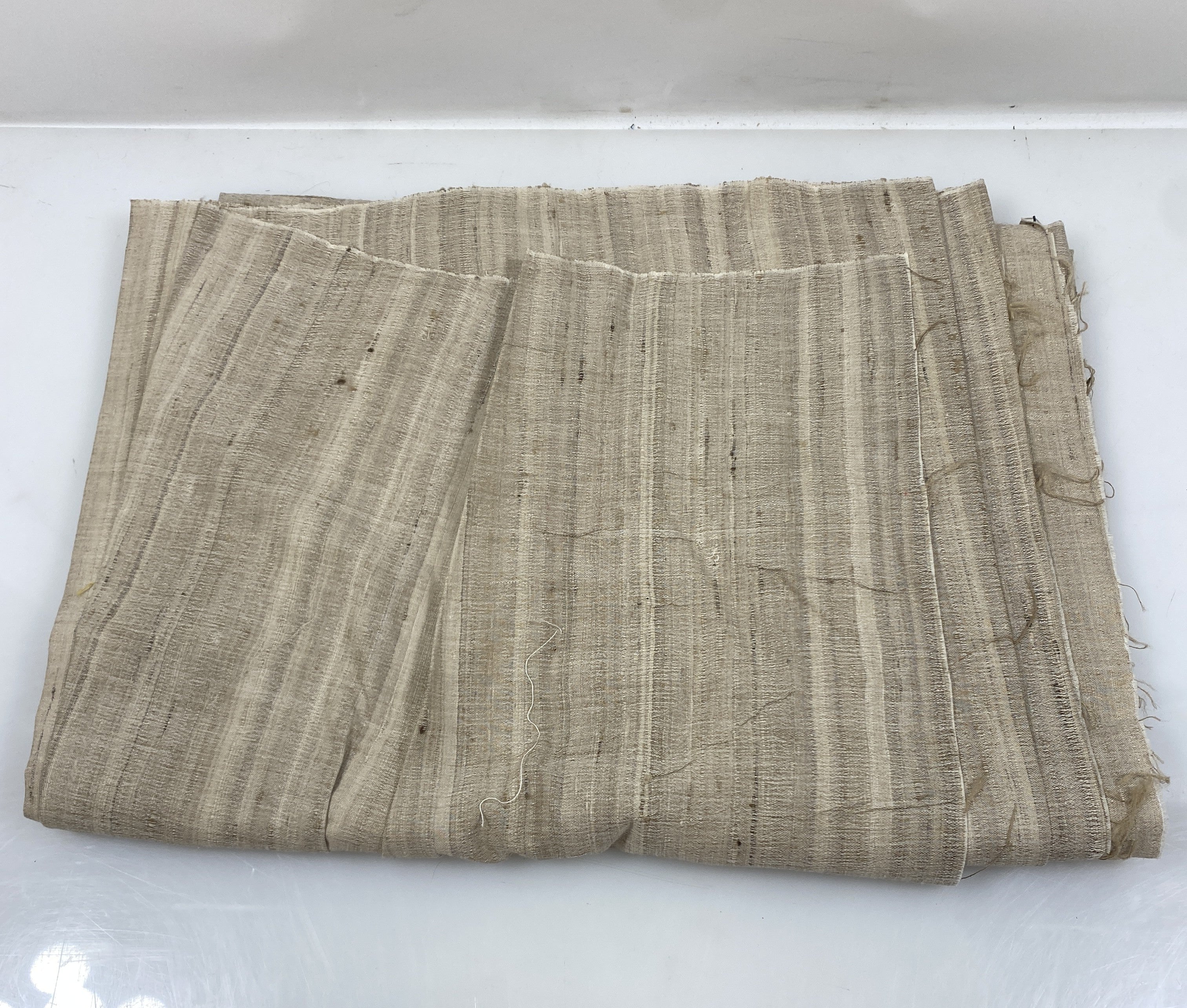 Vintage 1980s Tan Patterned Fabric with Random Cuts