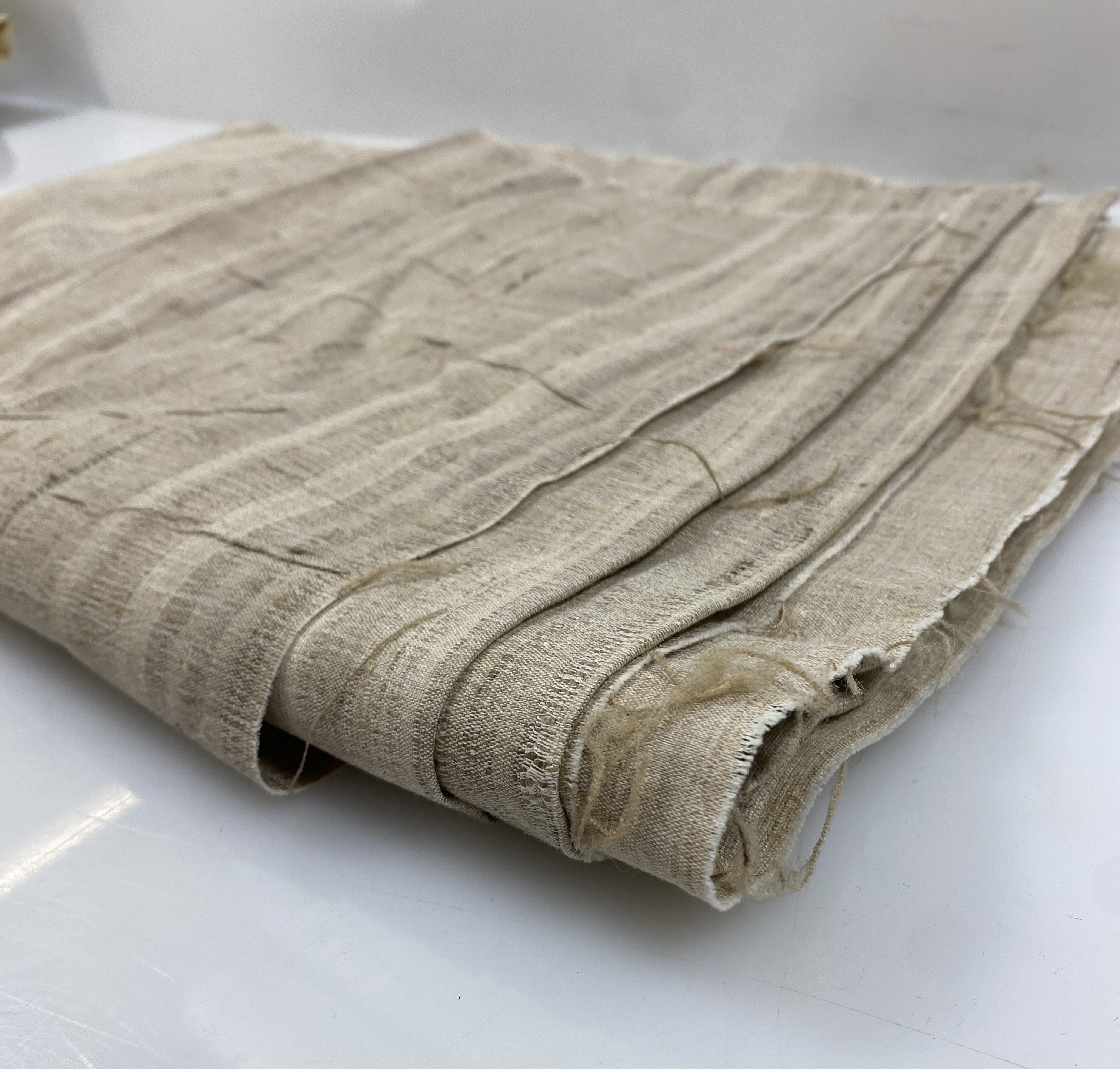 Vintage 1980s Tan Patterned Fabric with Random Cuts