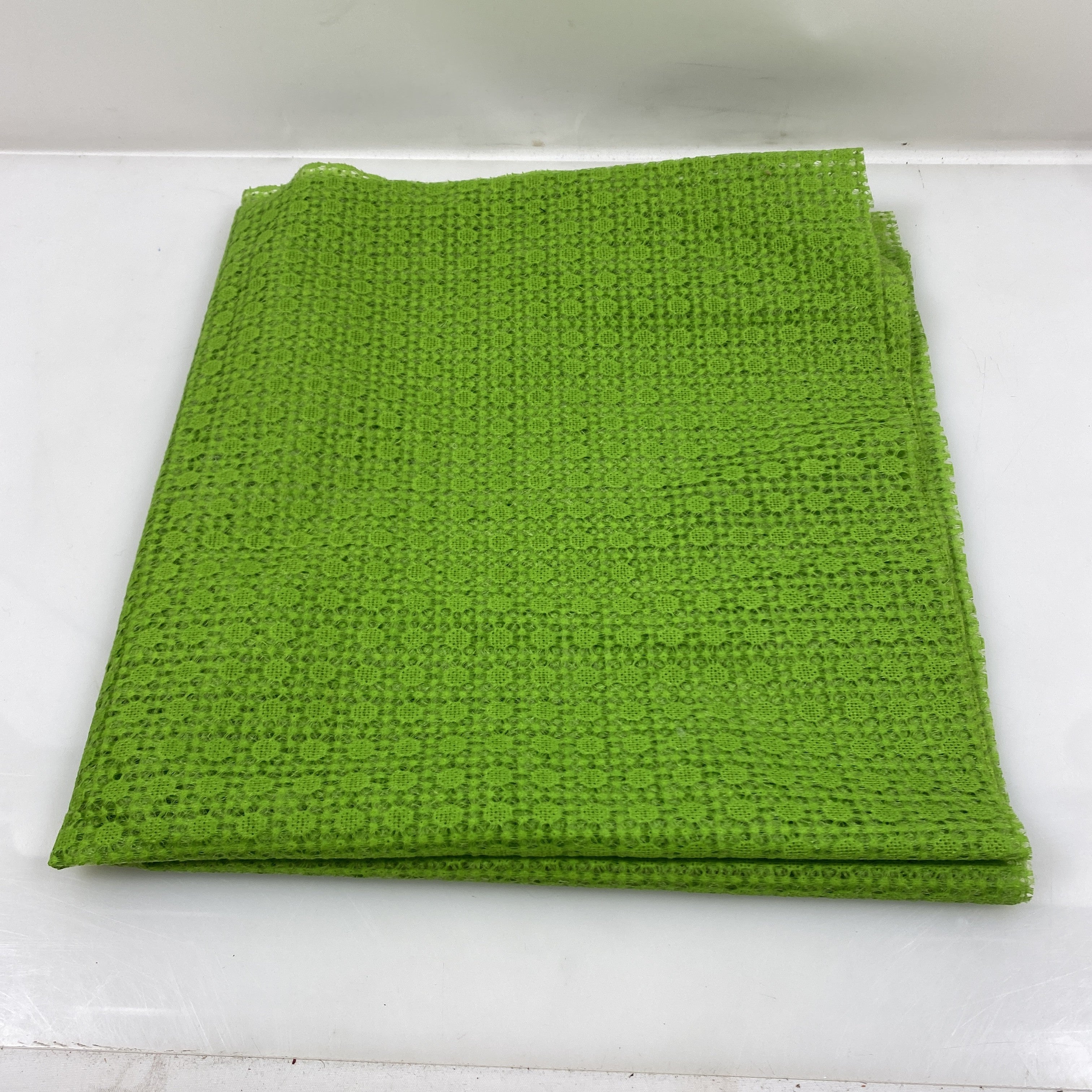 Vintage 1970s Neon Green Woven Fabric