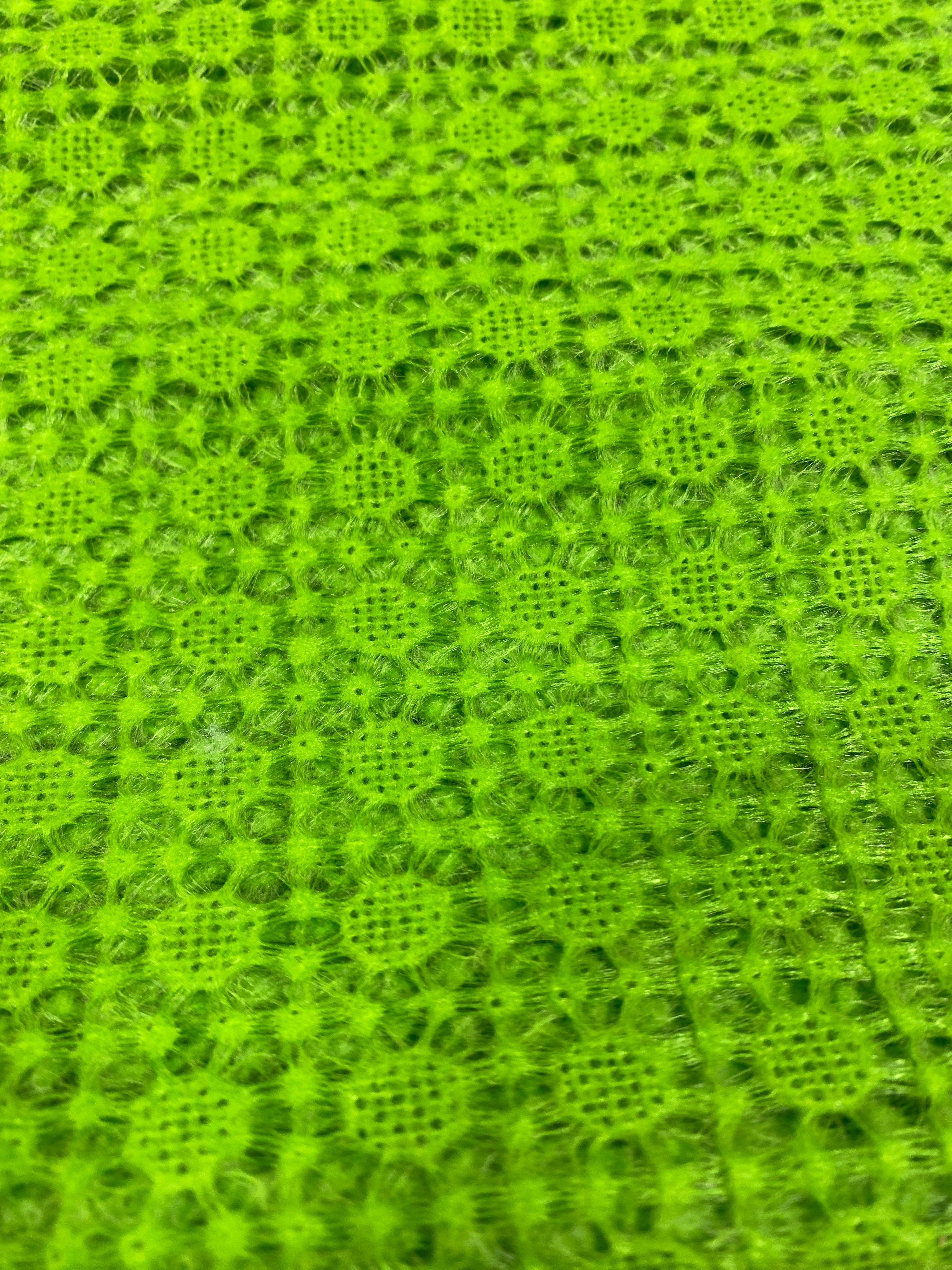 Vintage 1970s Neon Green Woven Fabric