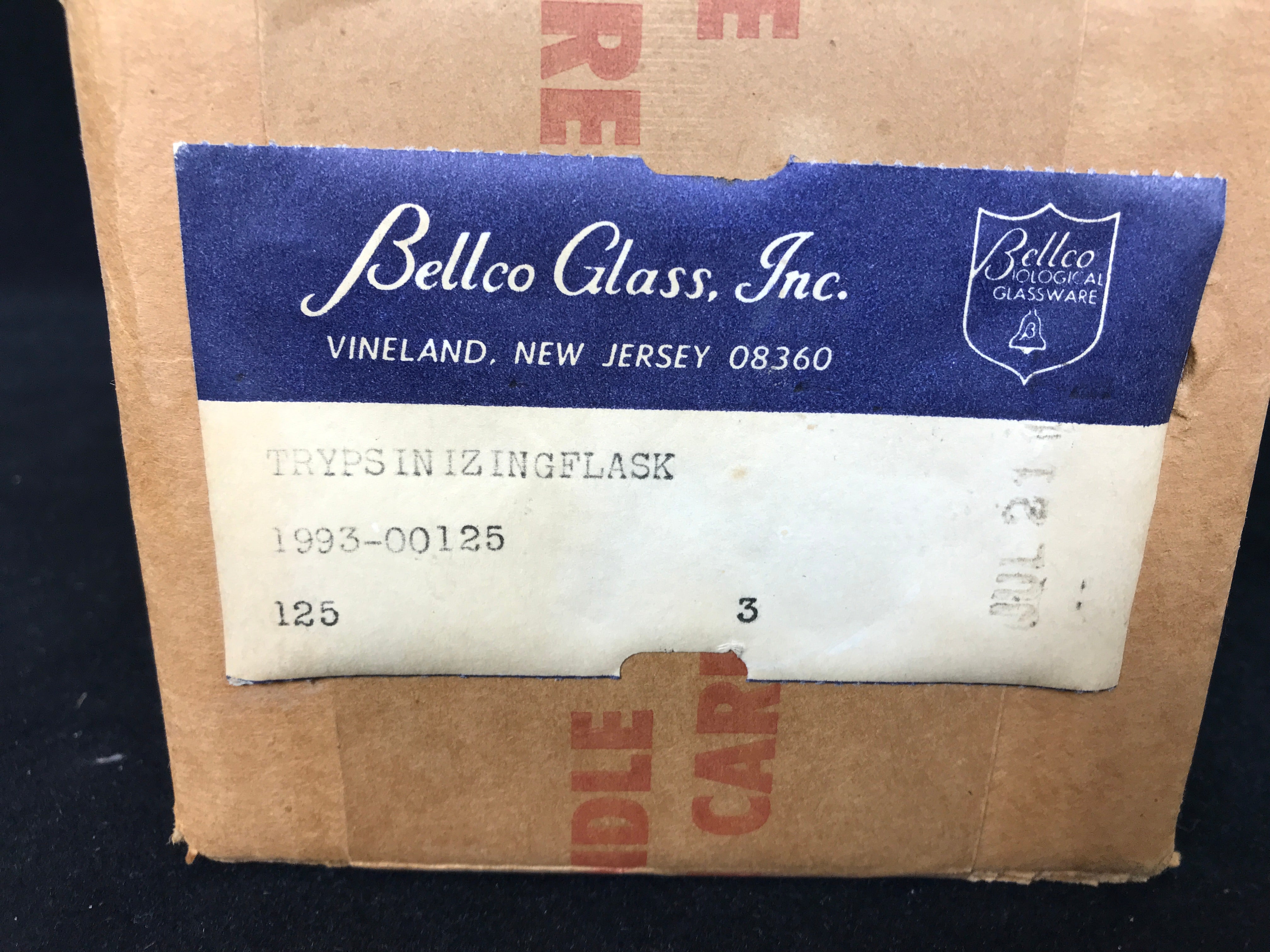 Box of 3 Bellco 1993-00125 Trypsinizing Flask 125mL New