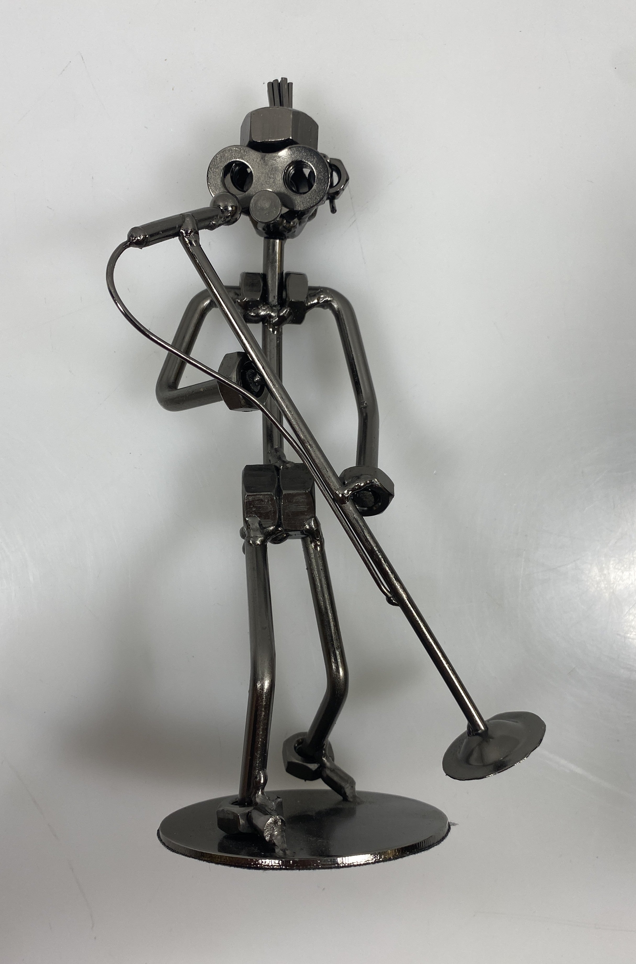 Silver Nuts And Bolts Singer With Microphone Metal Figurine