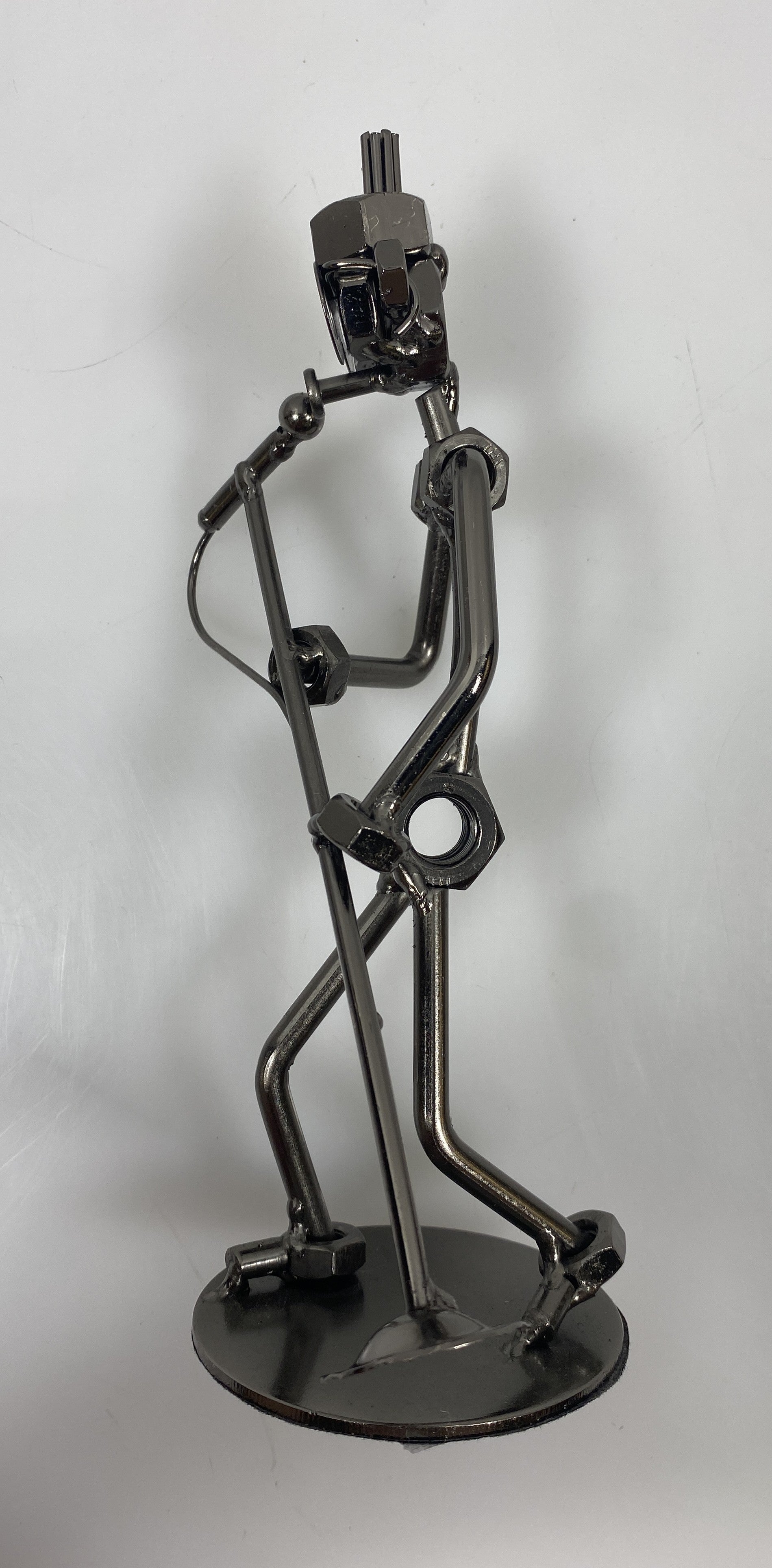 Silver Nuts And Bolts Singer With Microphone Metal Figurine