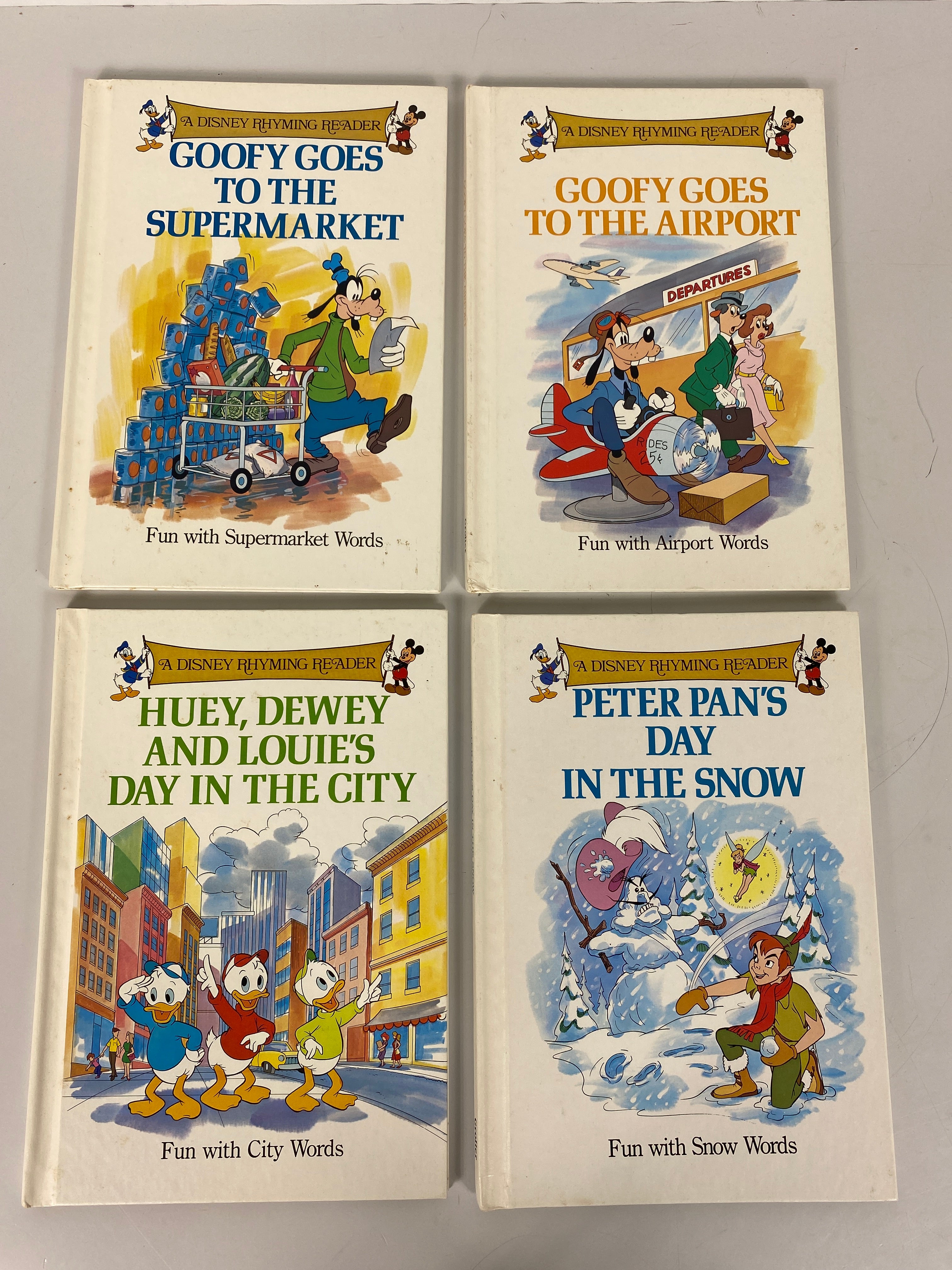 Lot of 4 Disney Rhyming Reader Books Grolier 1988 HC