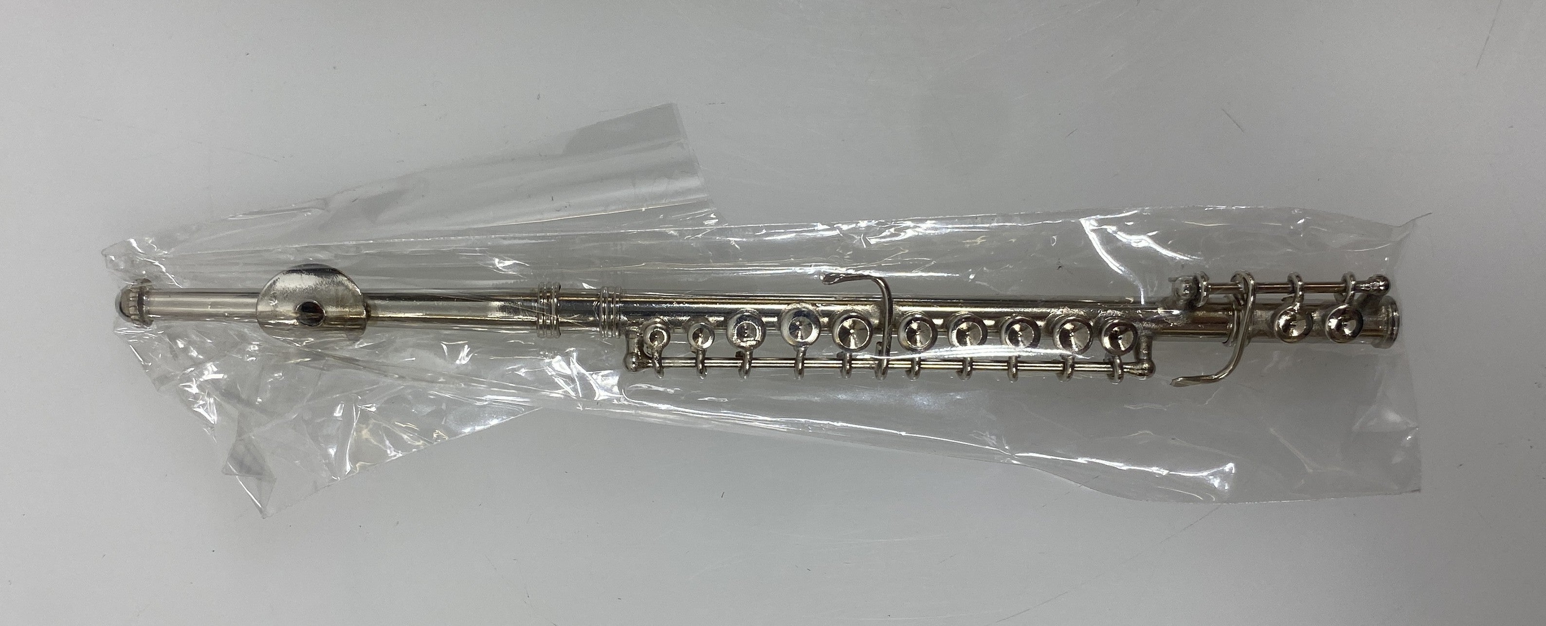 Miniature Silver Flute With Case And Stand