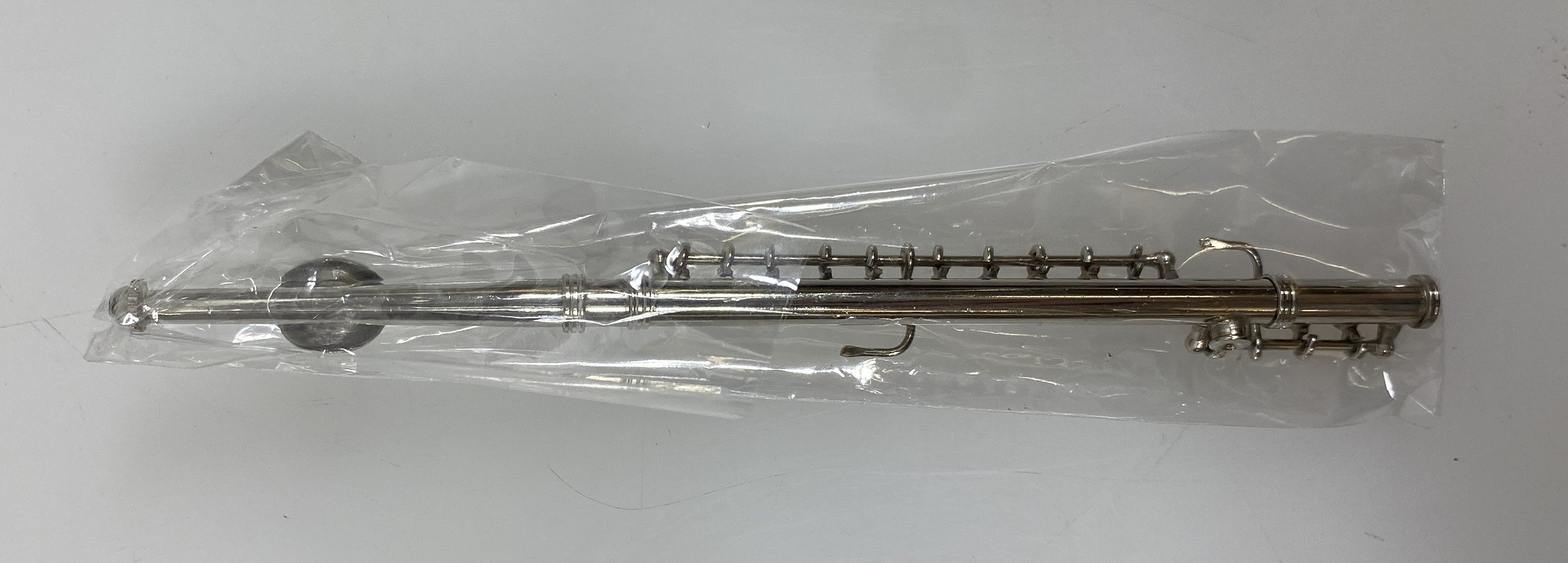 Miniature Silver Flute With Case And Stand