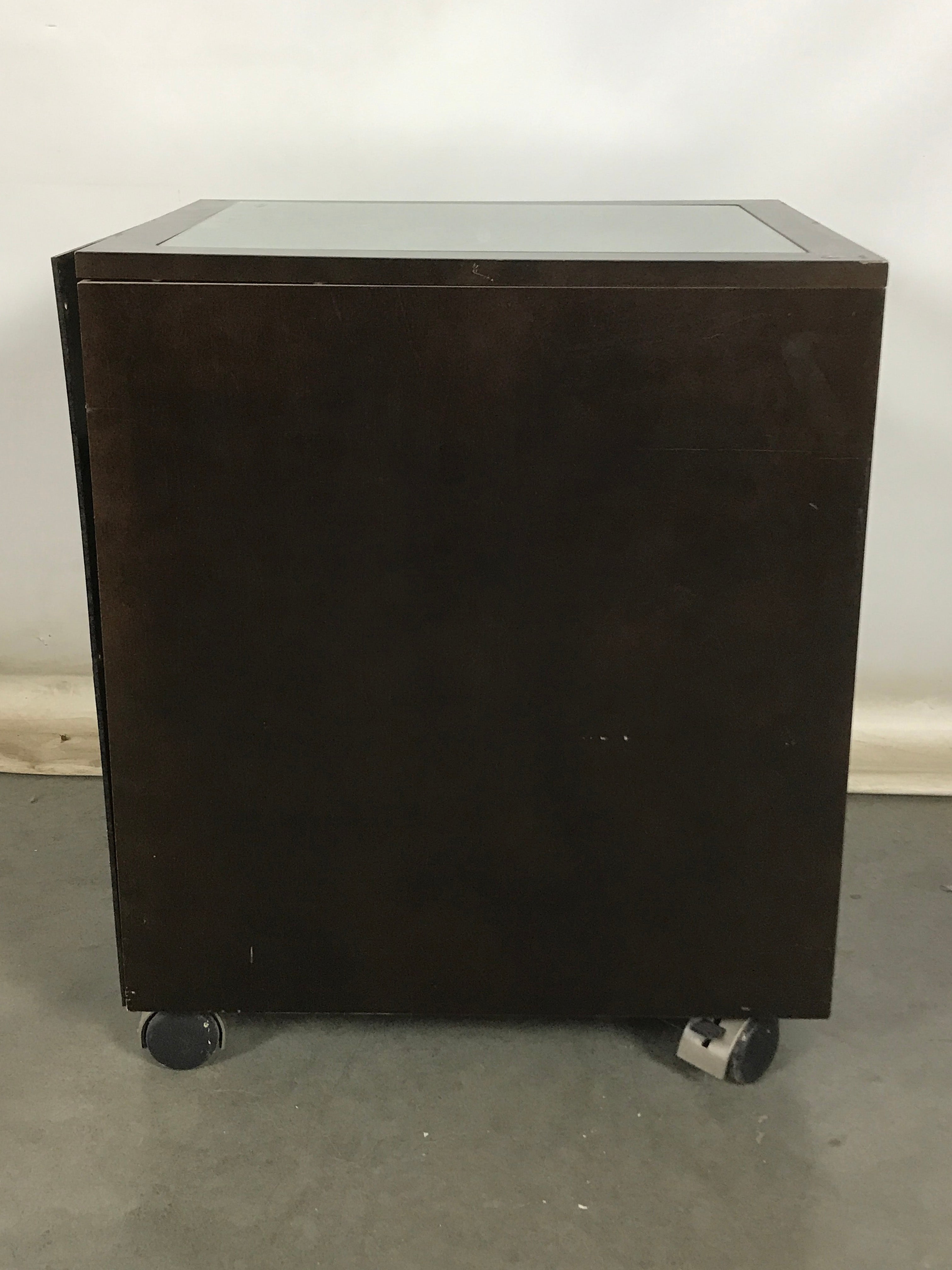 2 Drawer Brown Rolling File Cabinet