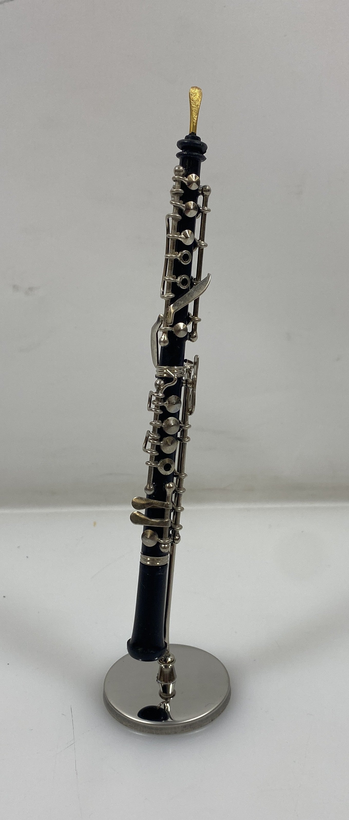 Miniature Black Oboe With Case And Stand