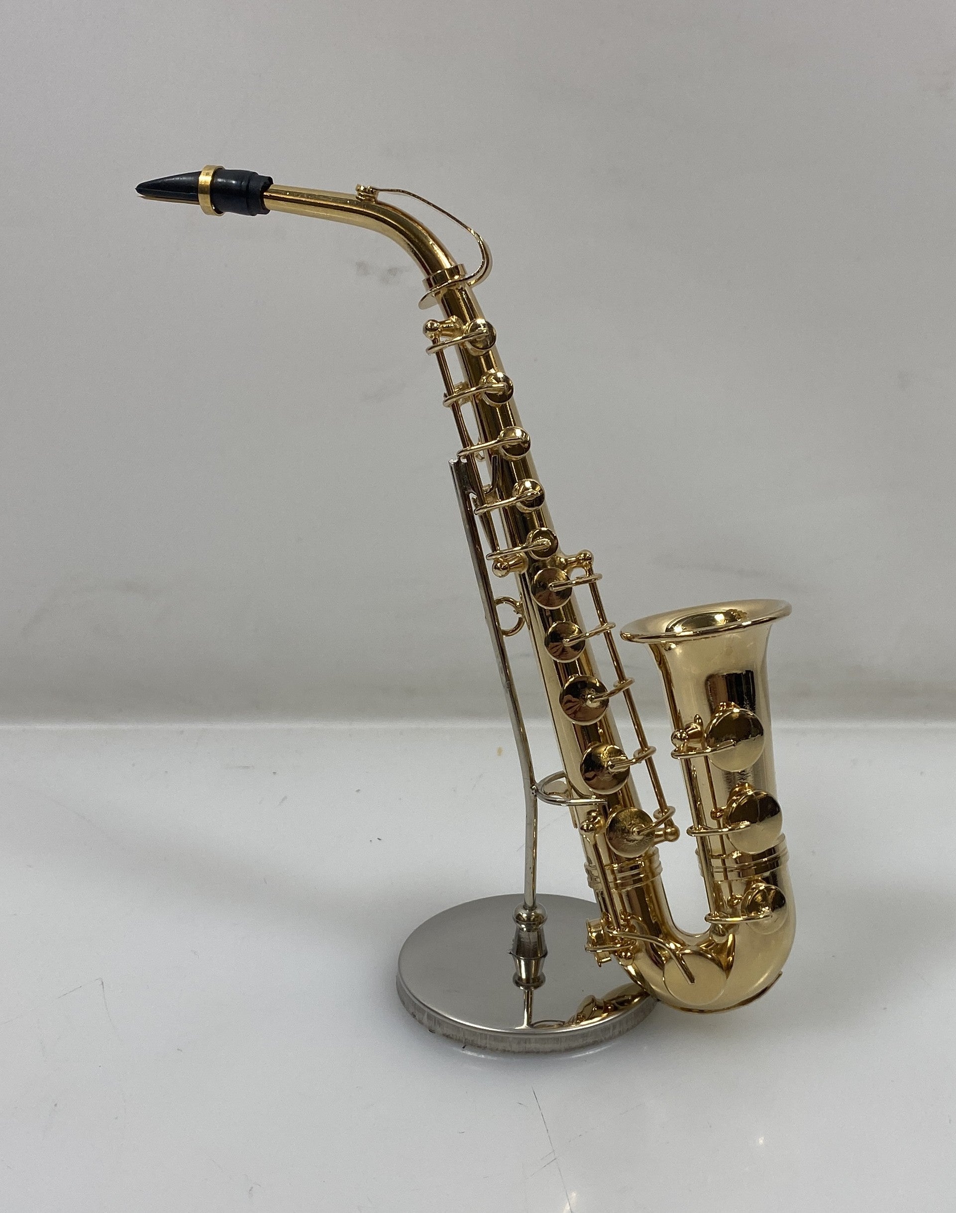 Miniature Gold Brass Alto Saxophone With Case And Stand