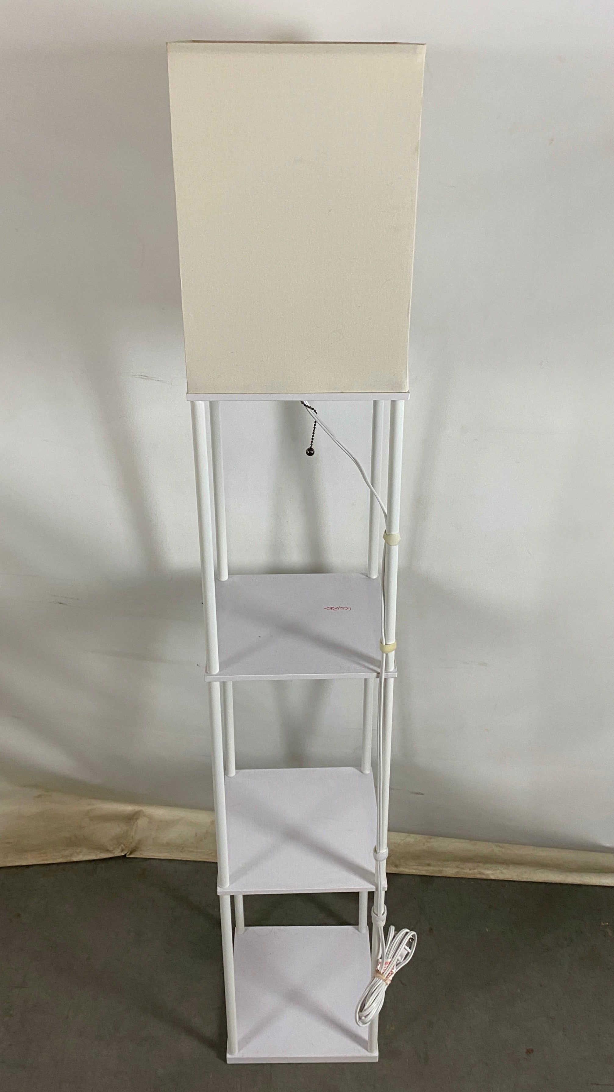 White 3 Shelf Storage and Lamp Stand