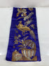 Vintage 1960s Royal Blue Ornamental Fabric with Gold Embroidered Nature Scene