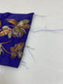 Vintage 1960s Royal Blue Ornamental Fabric with Gold Embroidered Nature Scene