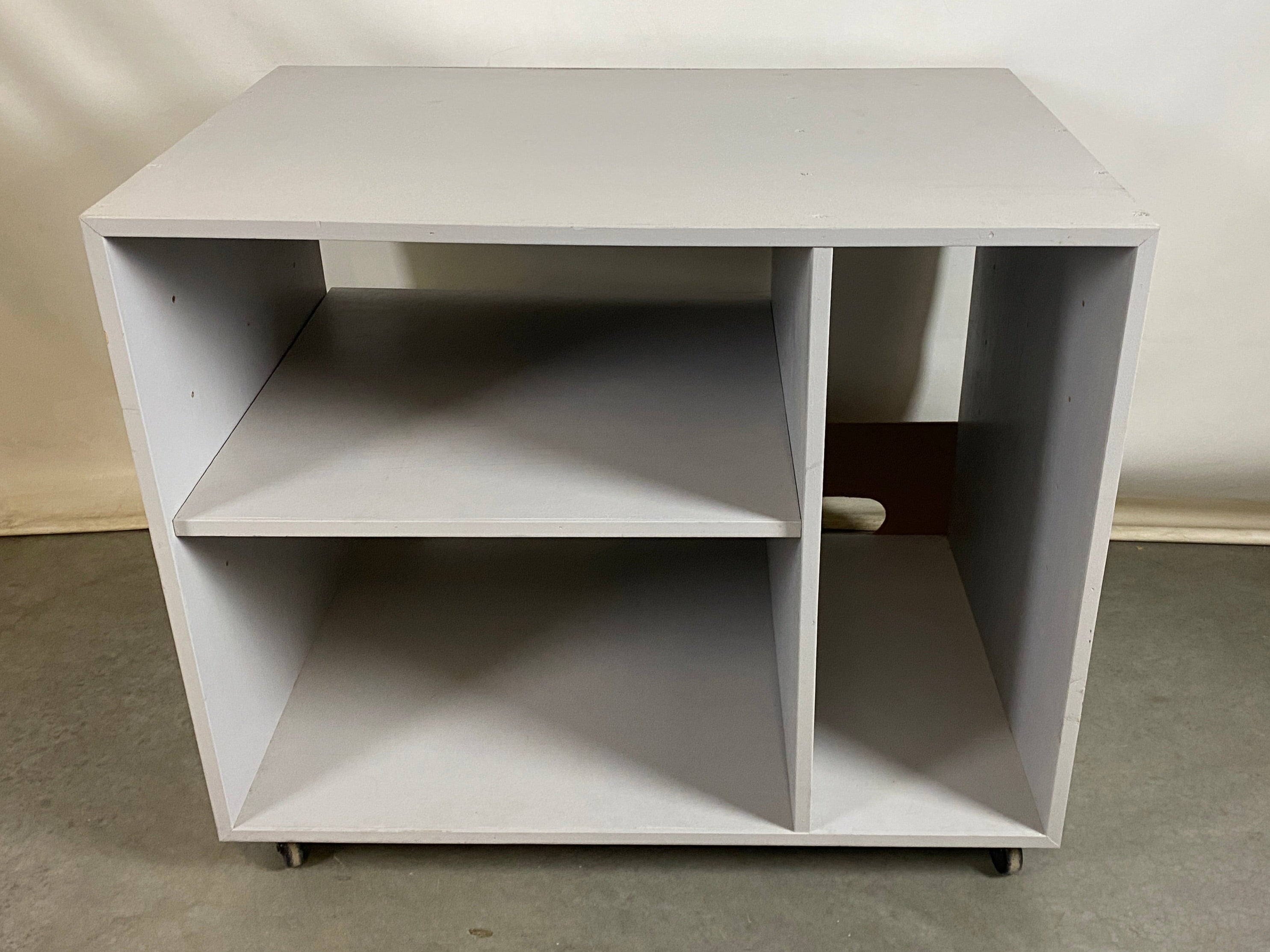 Grey Painted Wood Wheeled Organizer