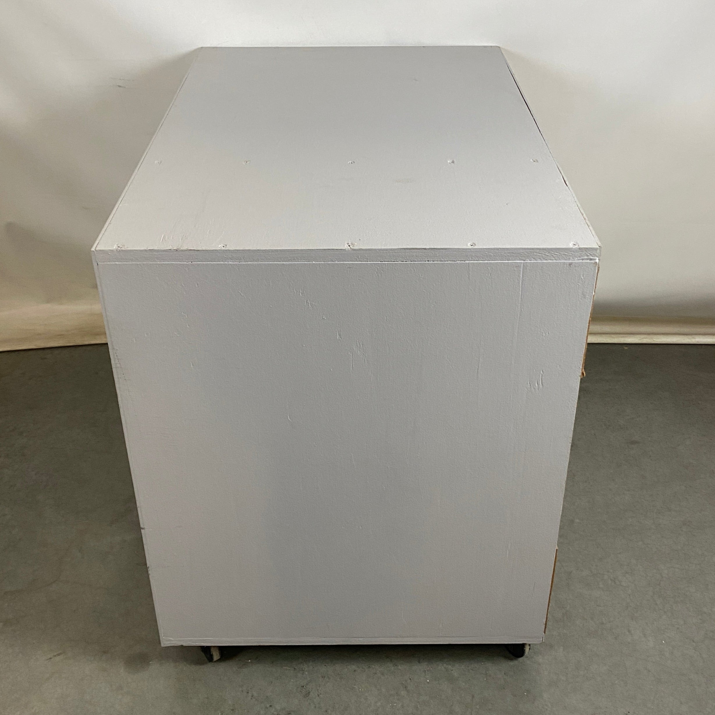 Grey Painted Wood Wheeled Organizer