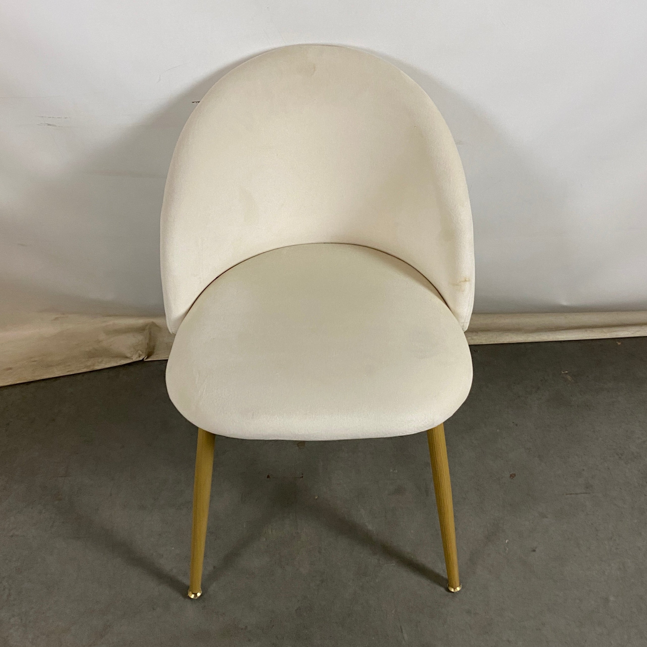 Shenzhen "Sunwell" White Fluff Chair w/ Gold Accent
