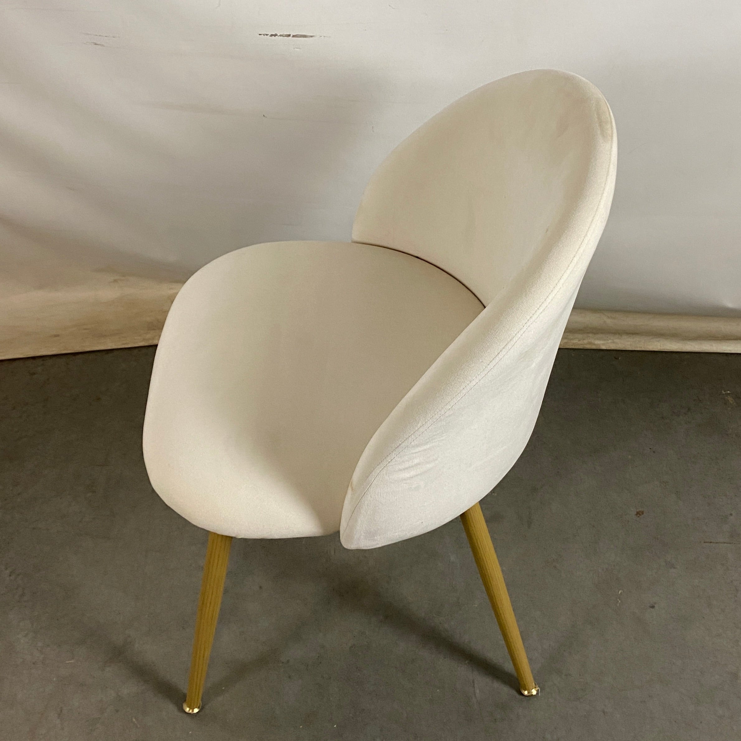Shenzhen "Sunwell" White Fluff Chair w/ Gold Accent